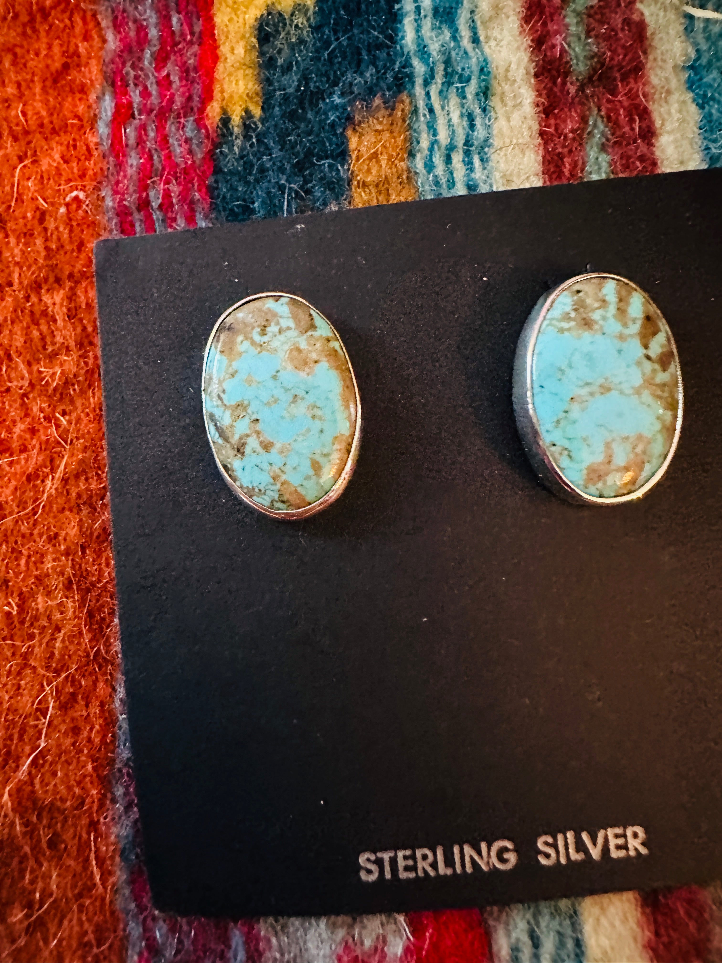 Handcrafted Turquoise & Sterling Silver Post Earrings