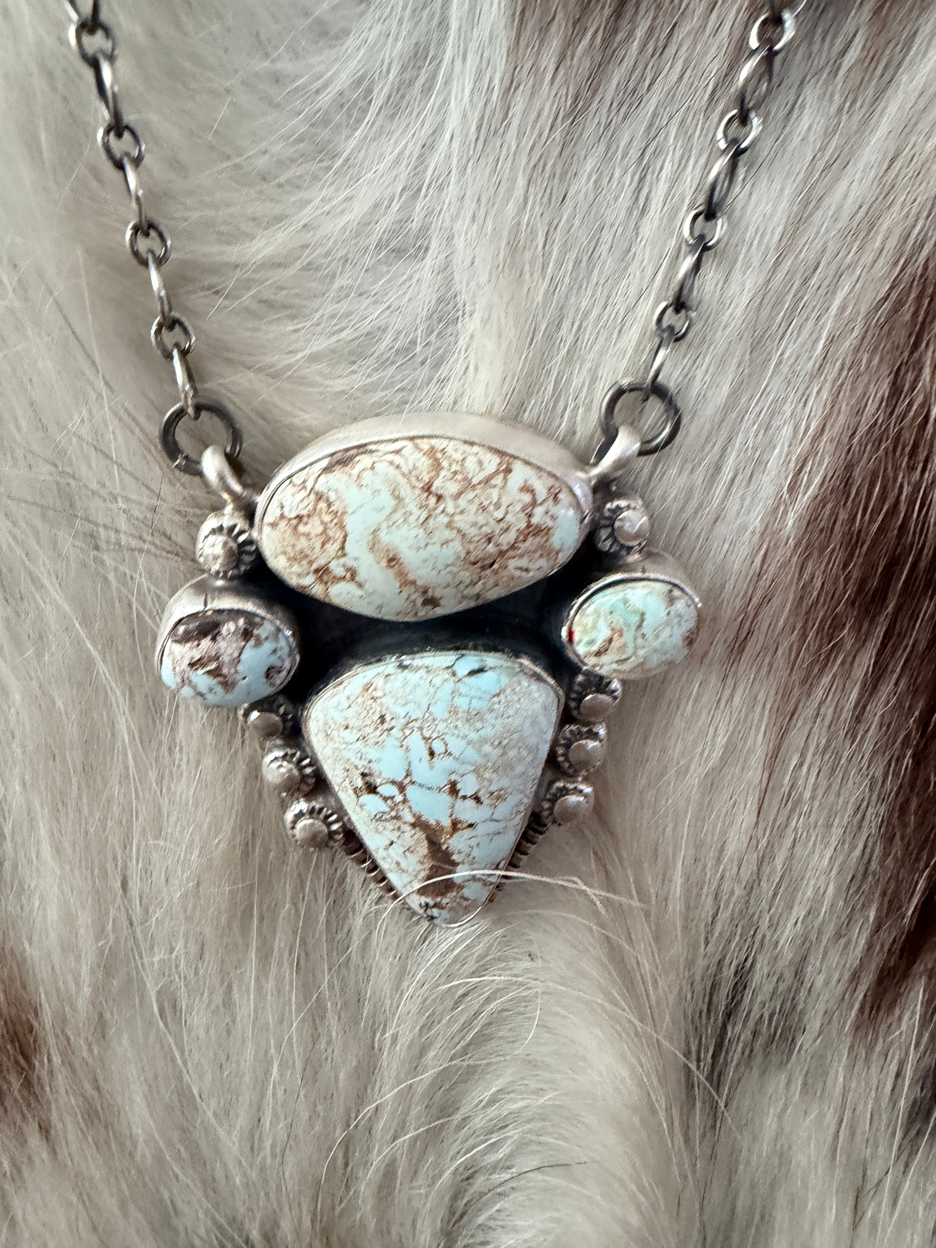 Handcrafted Dry Creek Turquoise & Sterling Silver Necklace by Joelias Draper