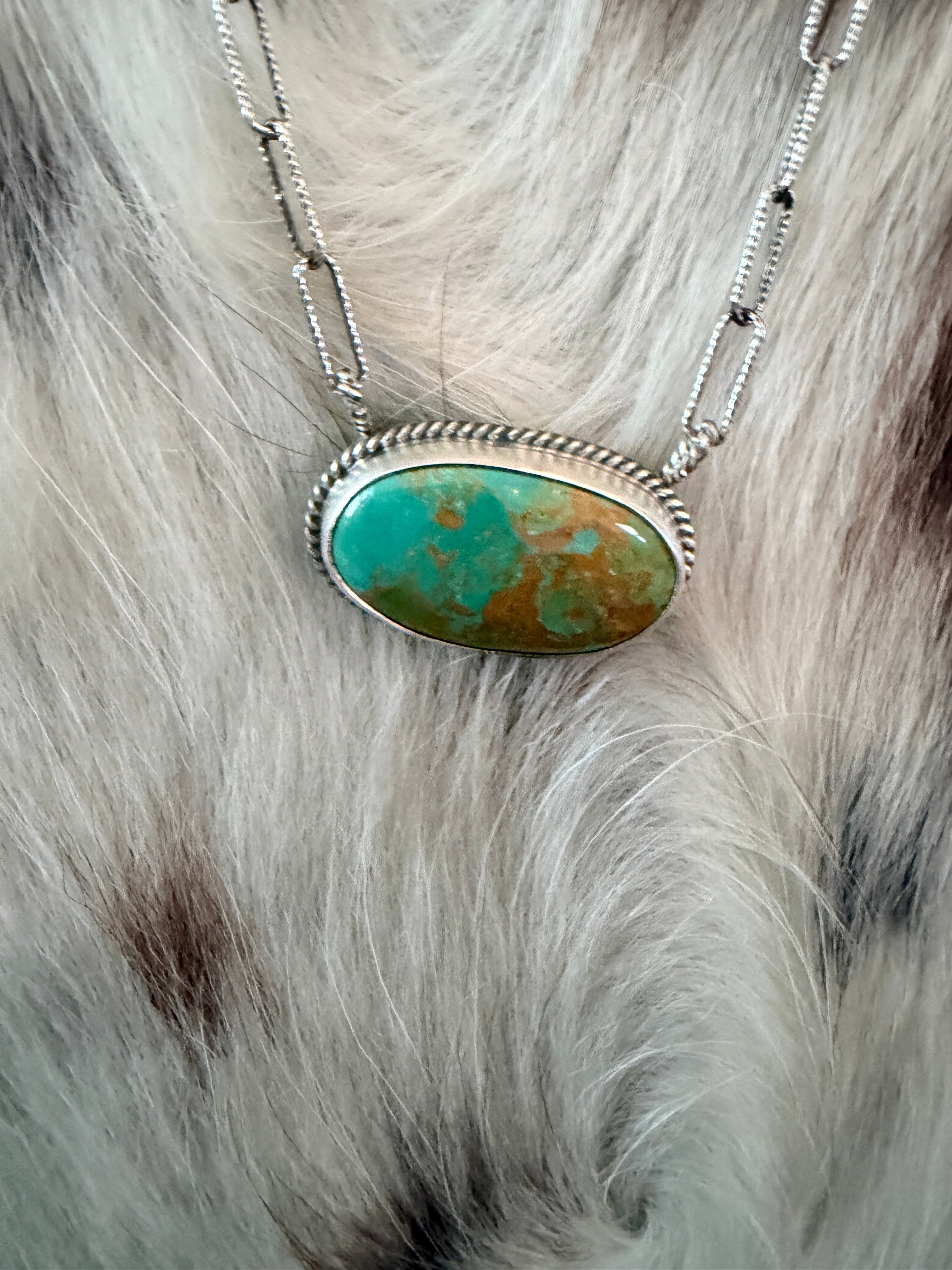 Handmade Sterling Silver & Tyrone Turquoise Necklace