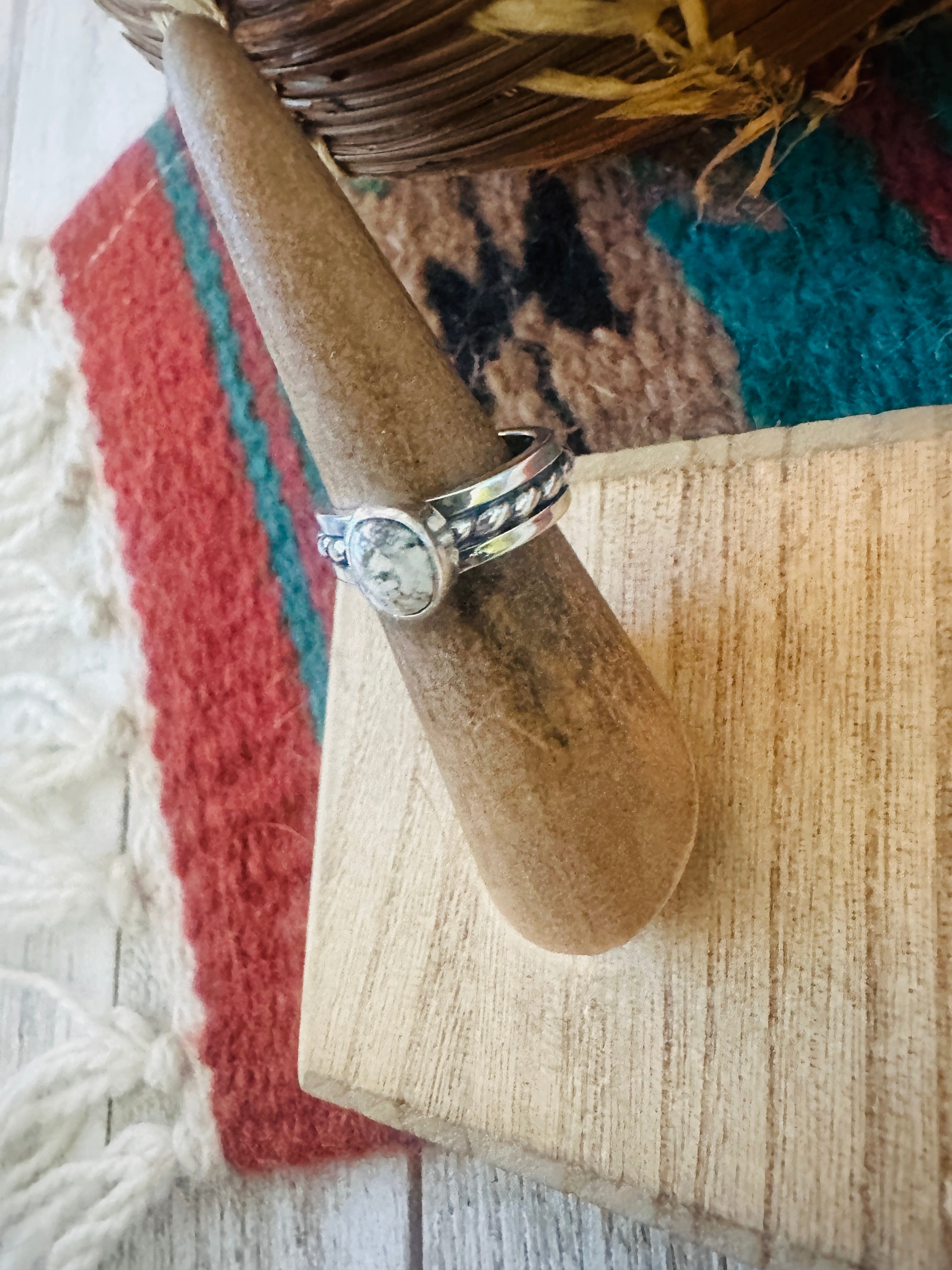 Handcrafted Sterling Silver & White Buffalo Ring