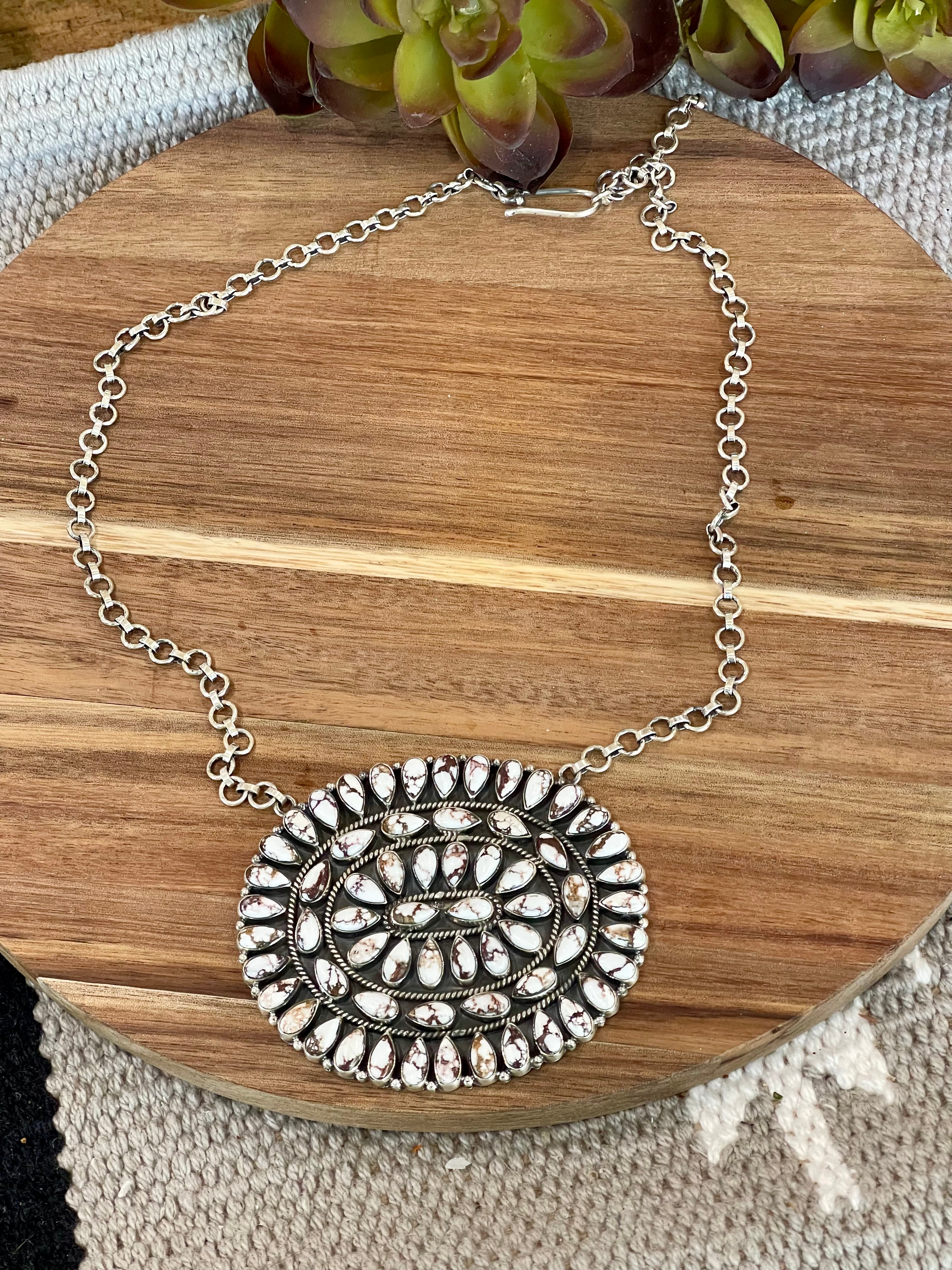 Handmade Sterling Silver & Wild Horse Cluster Necklace