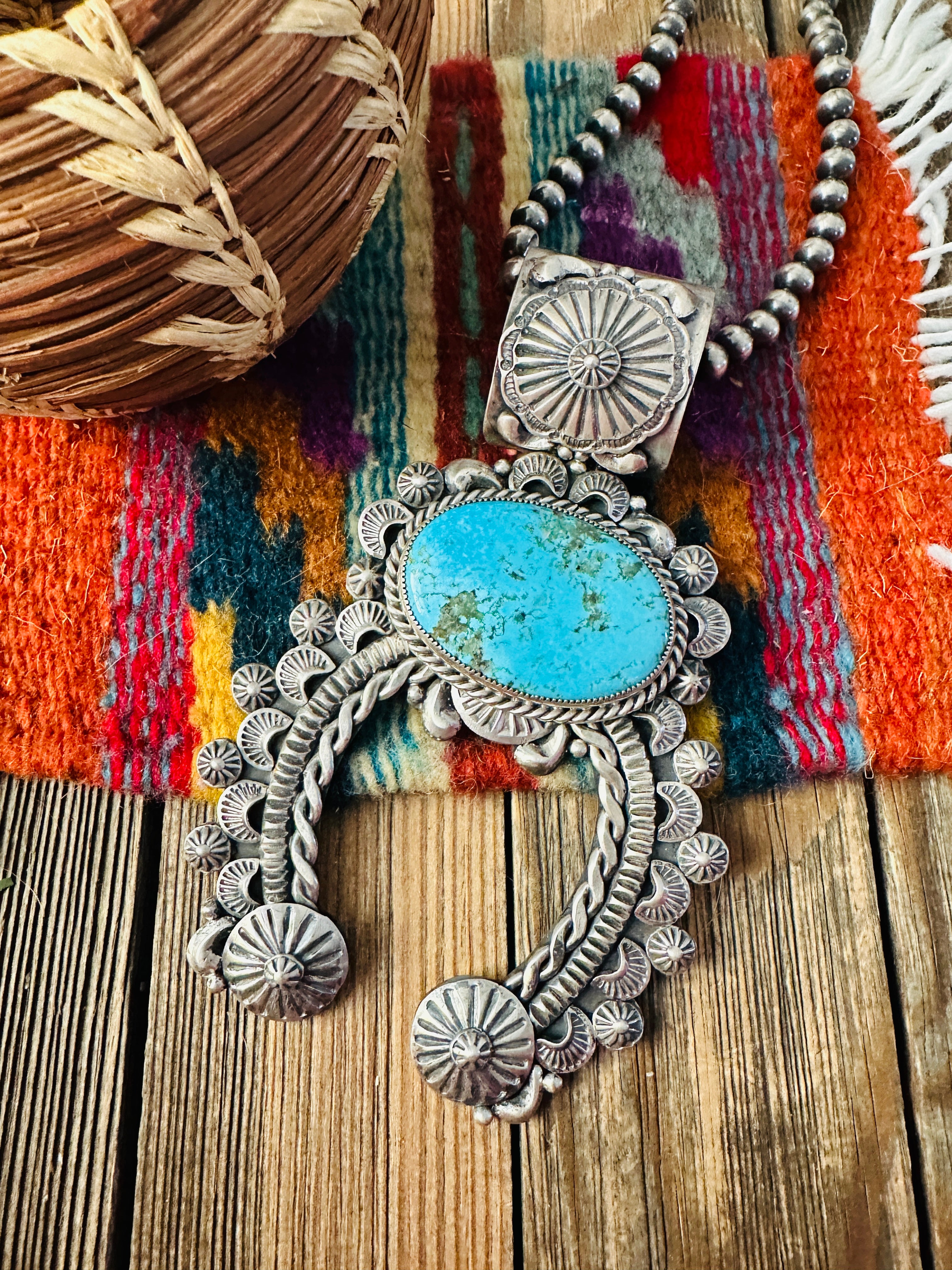 Handcrafted Sterling Silver & Turquoise Naja Pendant