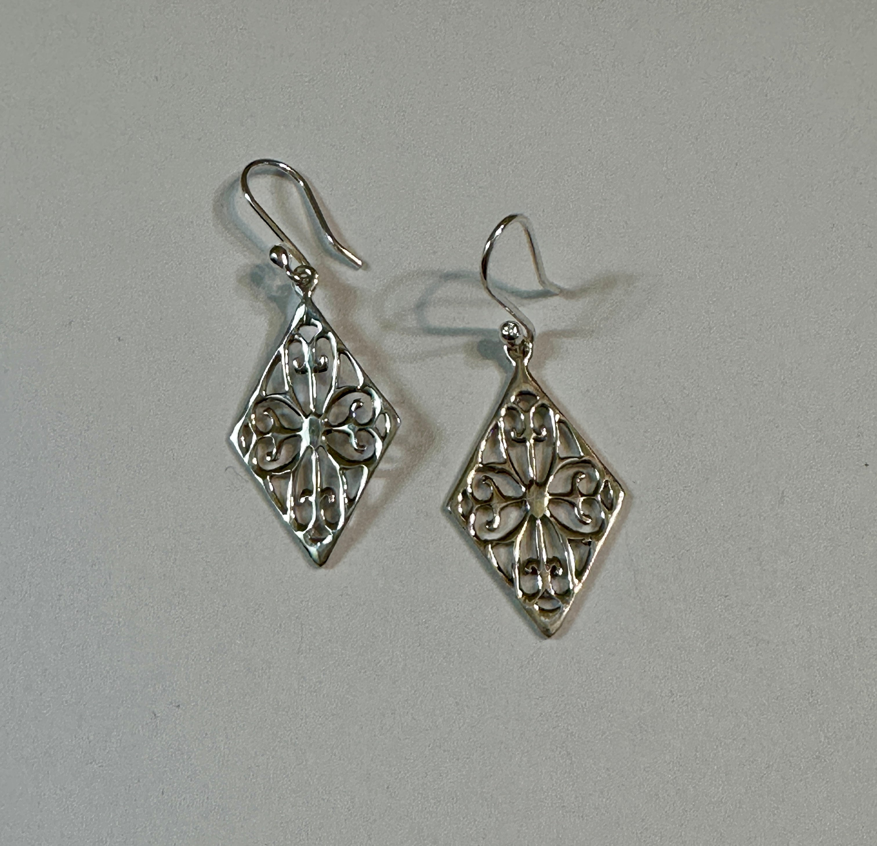 Pretty Filigree Diamond Earrings on Hook