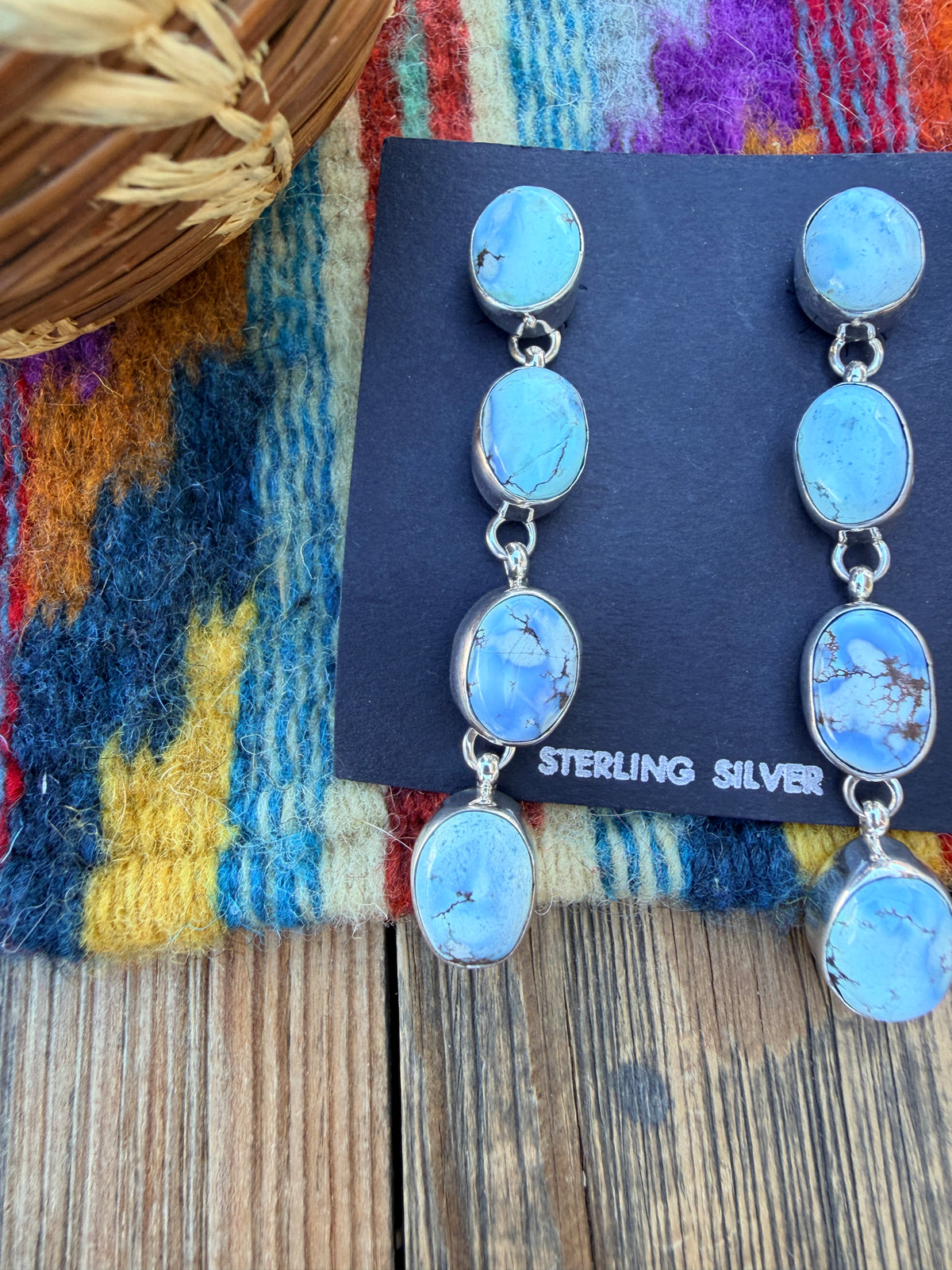 Handcrafted Golden Hills Turquoise & Sterling Silver Dangle Earrings