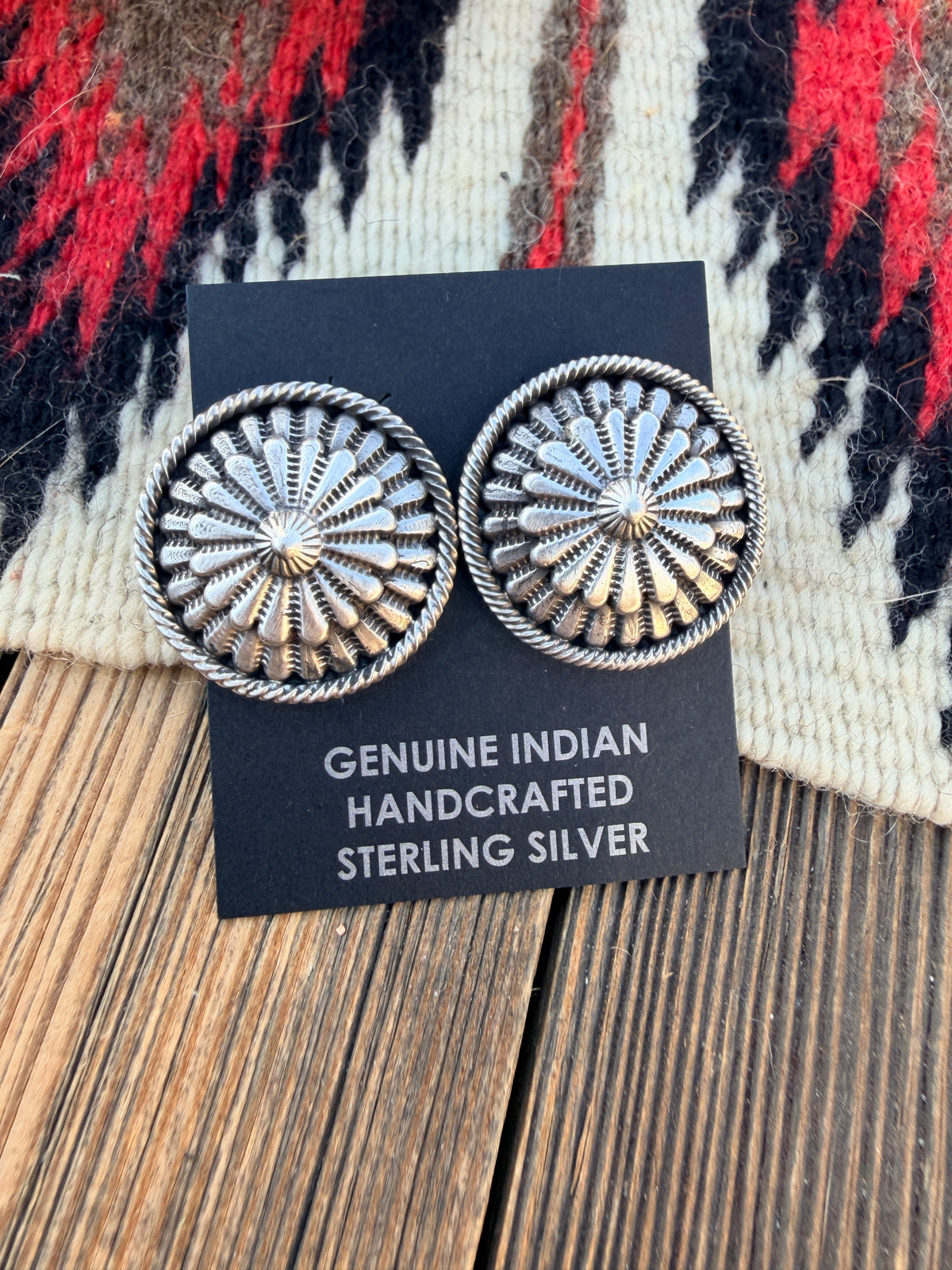 Handcrafted Sterling Silver Concho Post Earrings by Tom Lewis