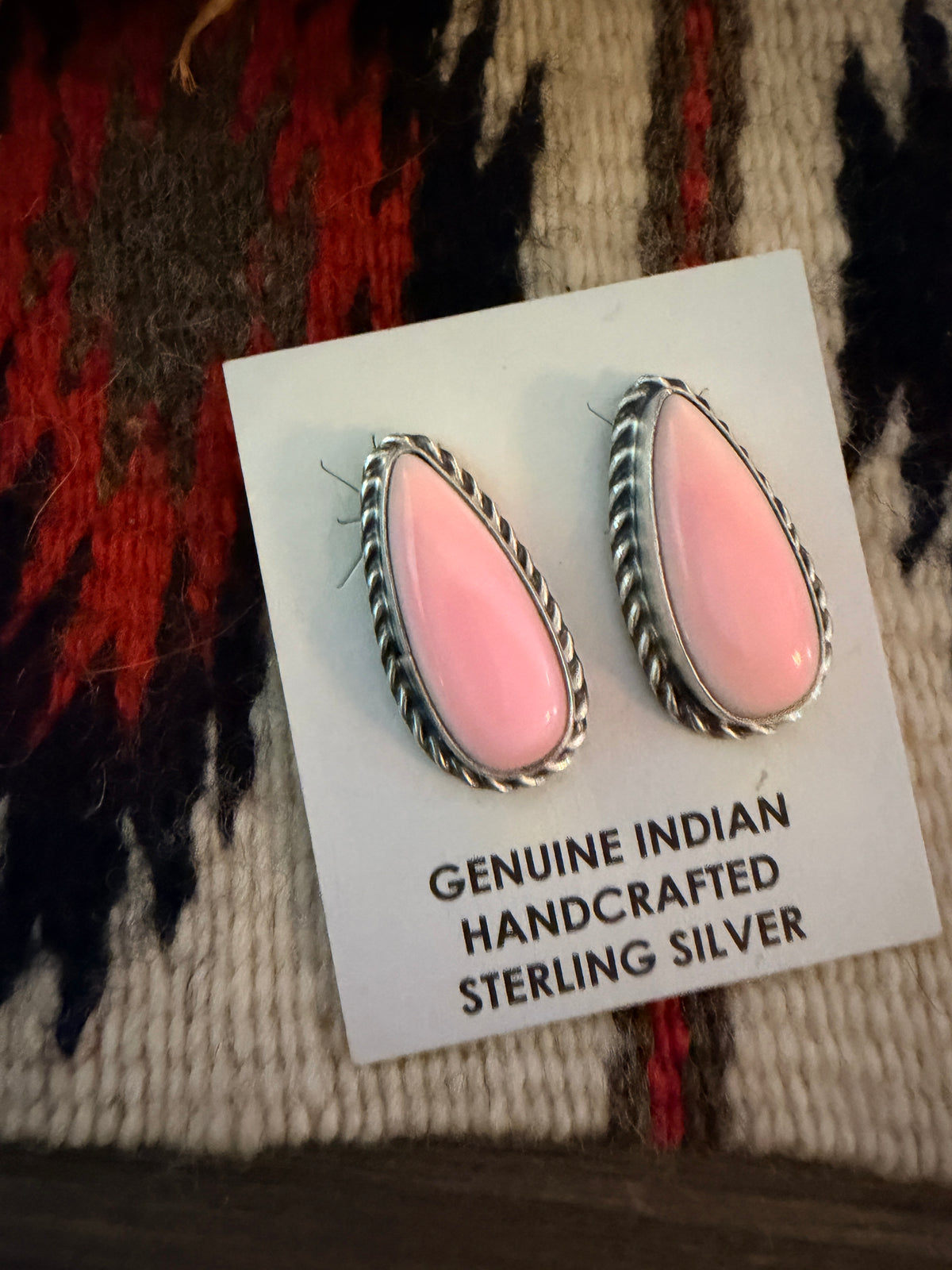 Handcrafted Queen Pink Conch & Sterling Silver Post Earrings
