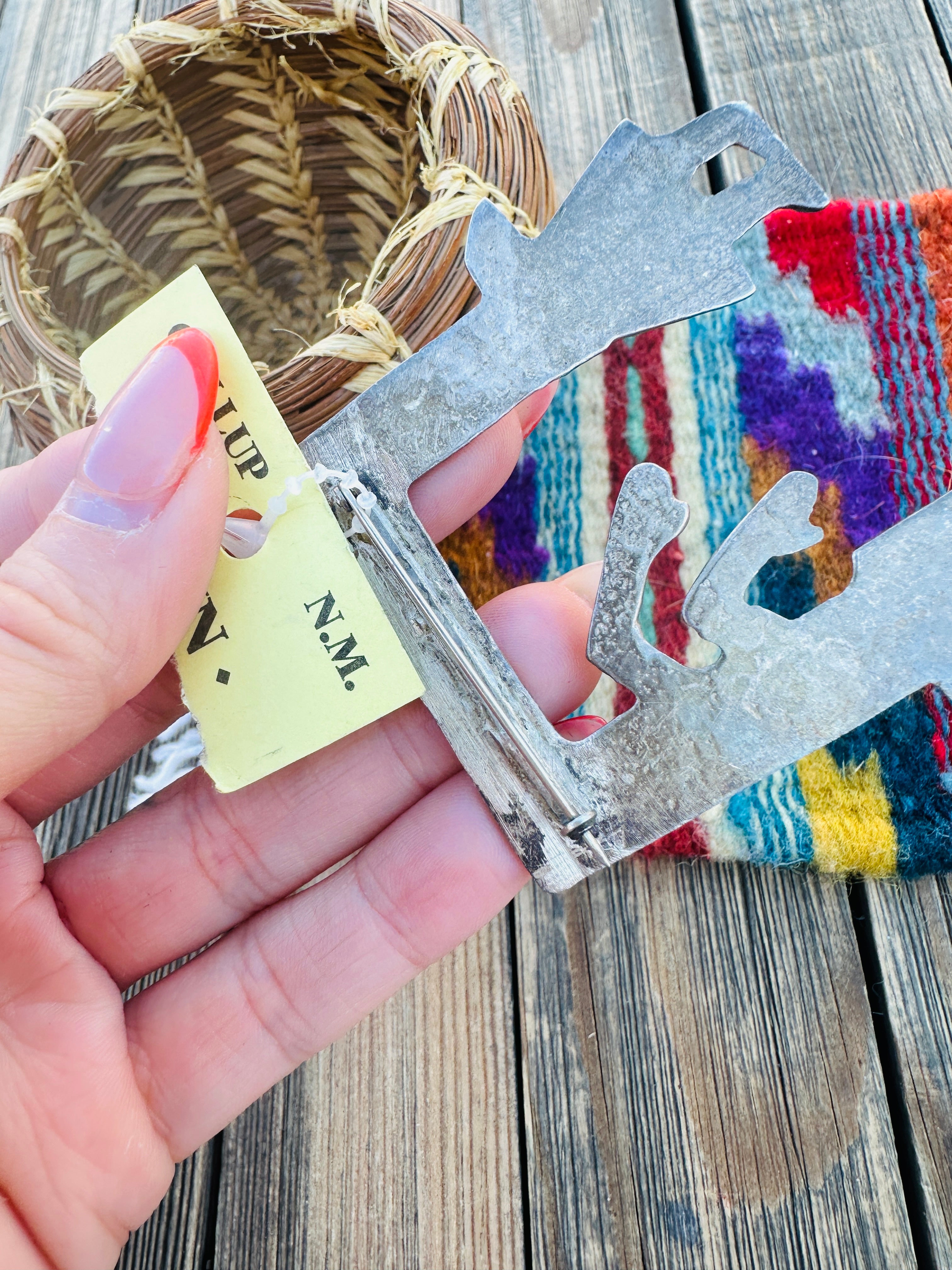 Old Pawn Handcrafted Sterling Silver Kokopelli Brooch