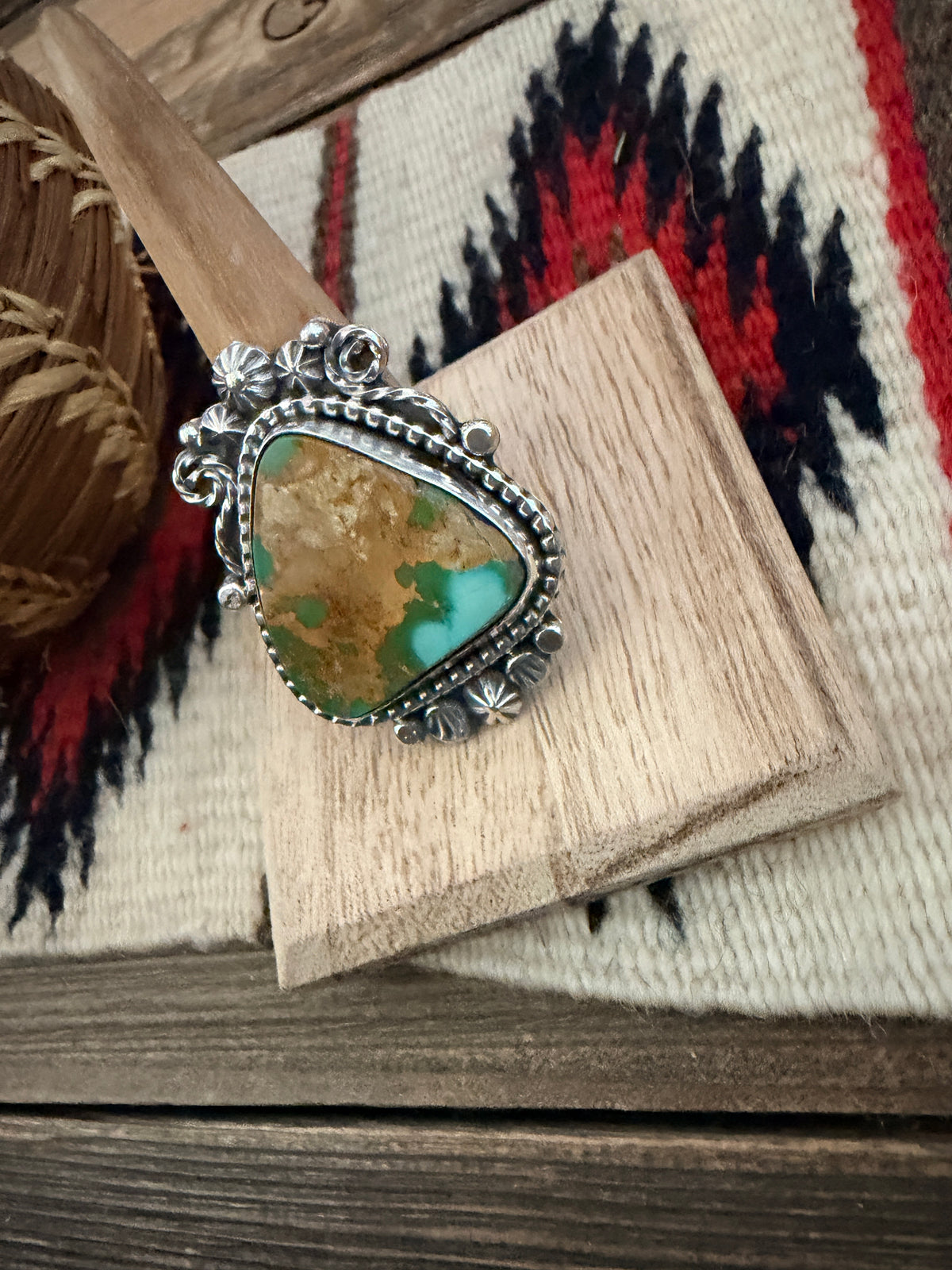 Handcrafted Royston Turquoise & Sterling Silver Ring 9.25 by Rosella Paxson
