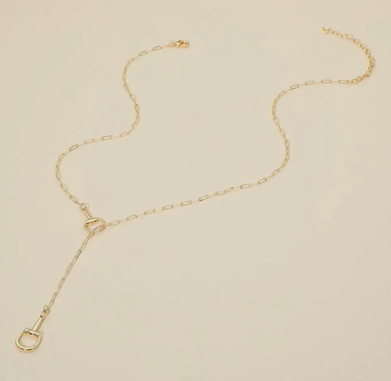 “The Golden Collection” Handmade Gold Plated Chain Link HORSE BIT Y Necklace