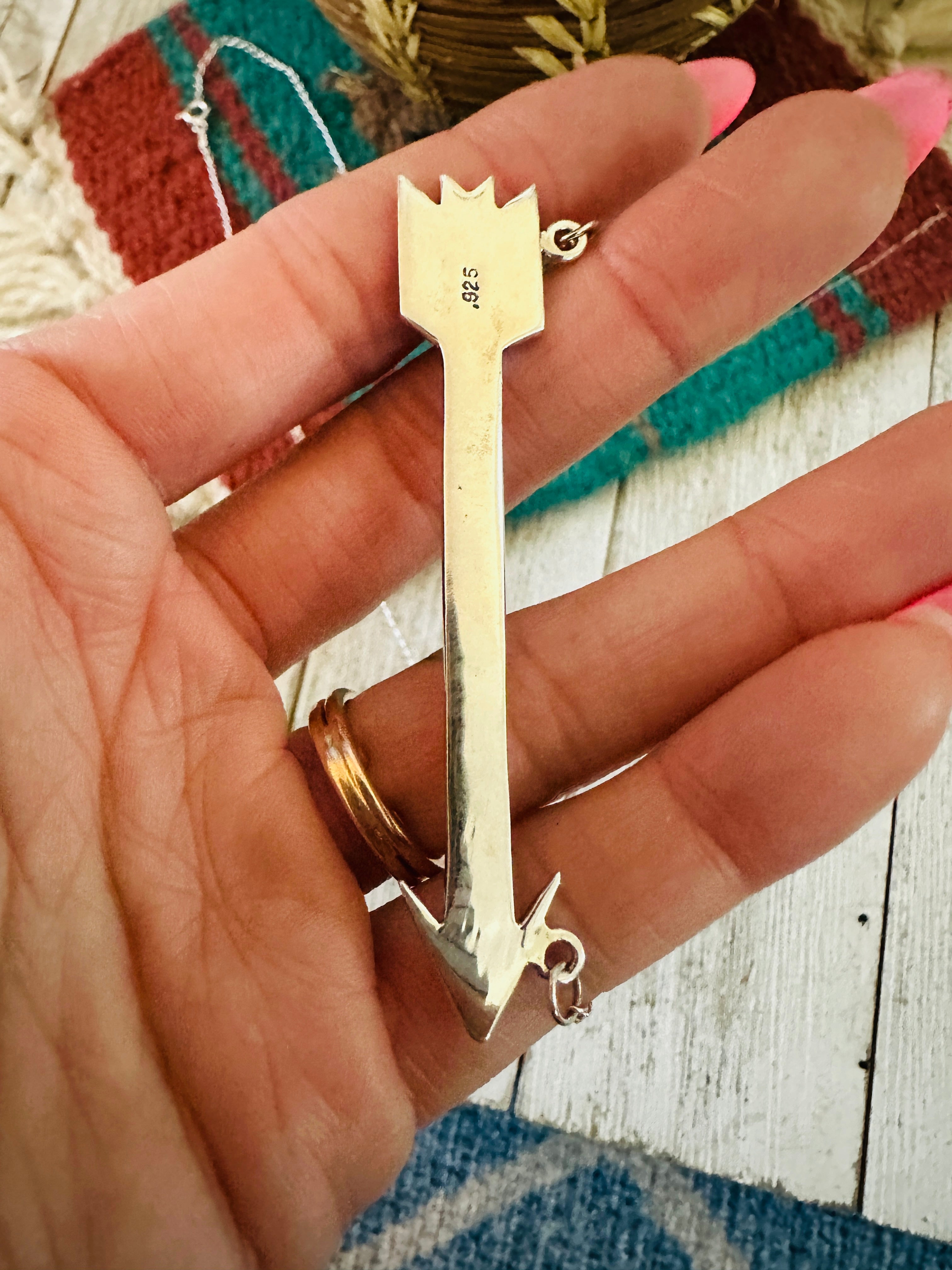 Handcrafted Sterling Silver & Turquoise Arrow Necklace