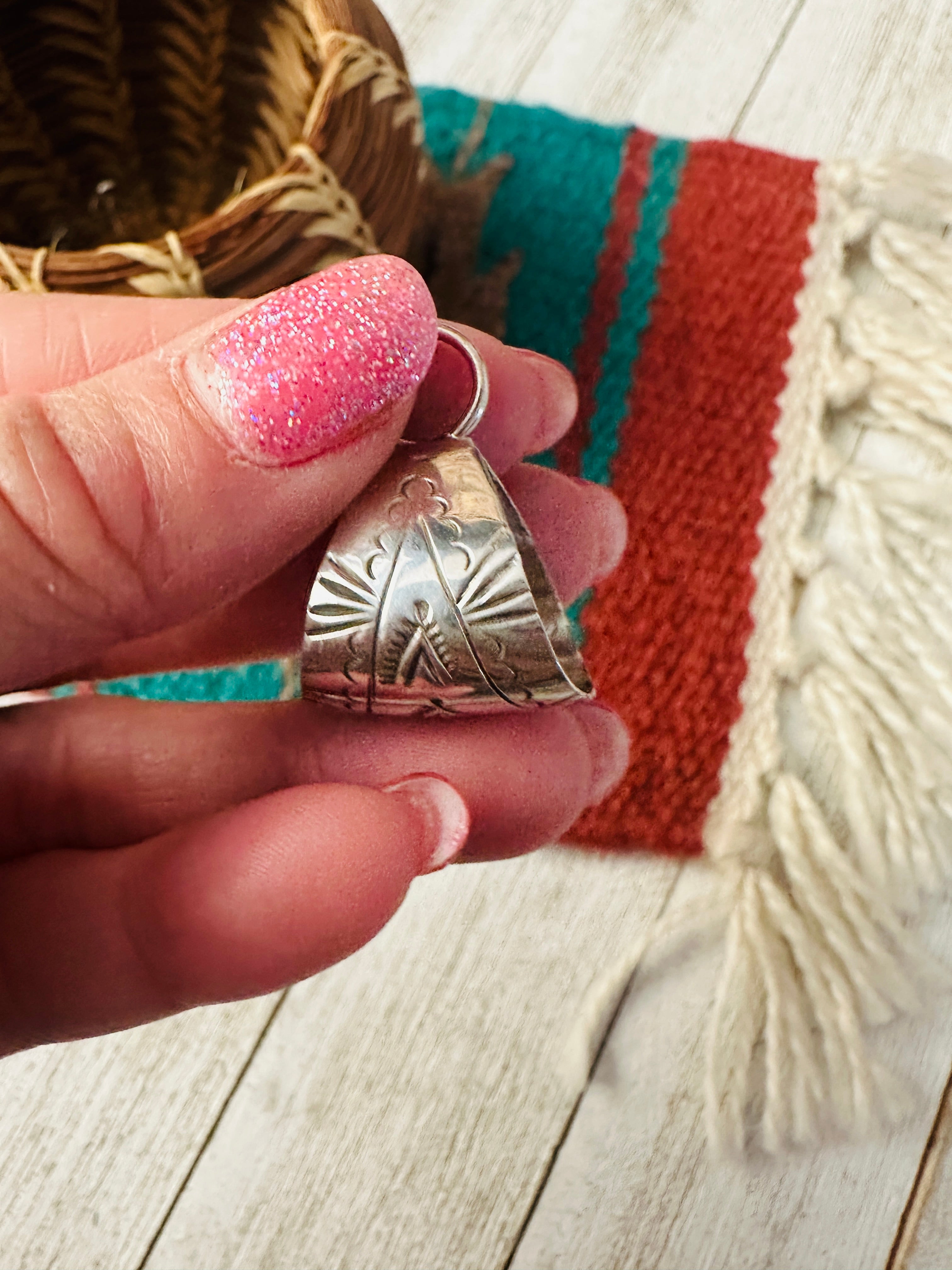 Handcrafted Hand Stamped Sterling Silver Bale