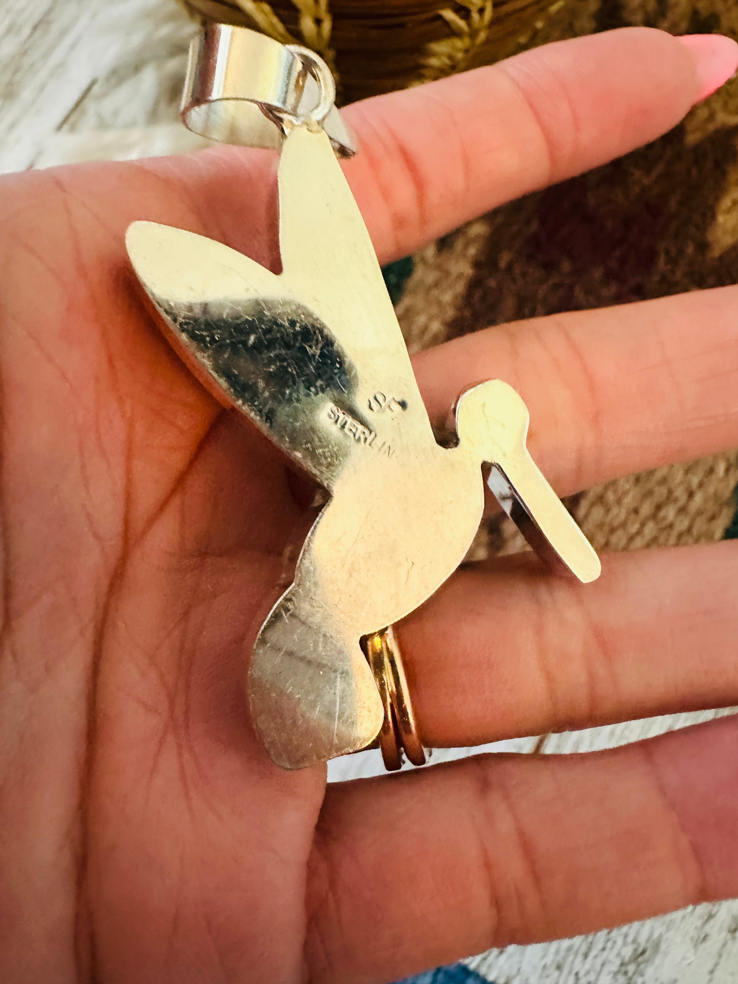 Handcrafted Sterling Silver & Turquoise Inlay Dragonfly Pendant