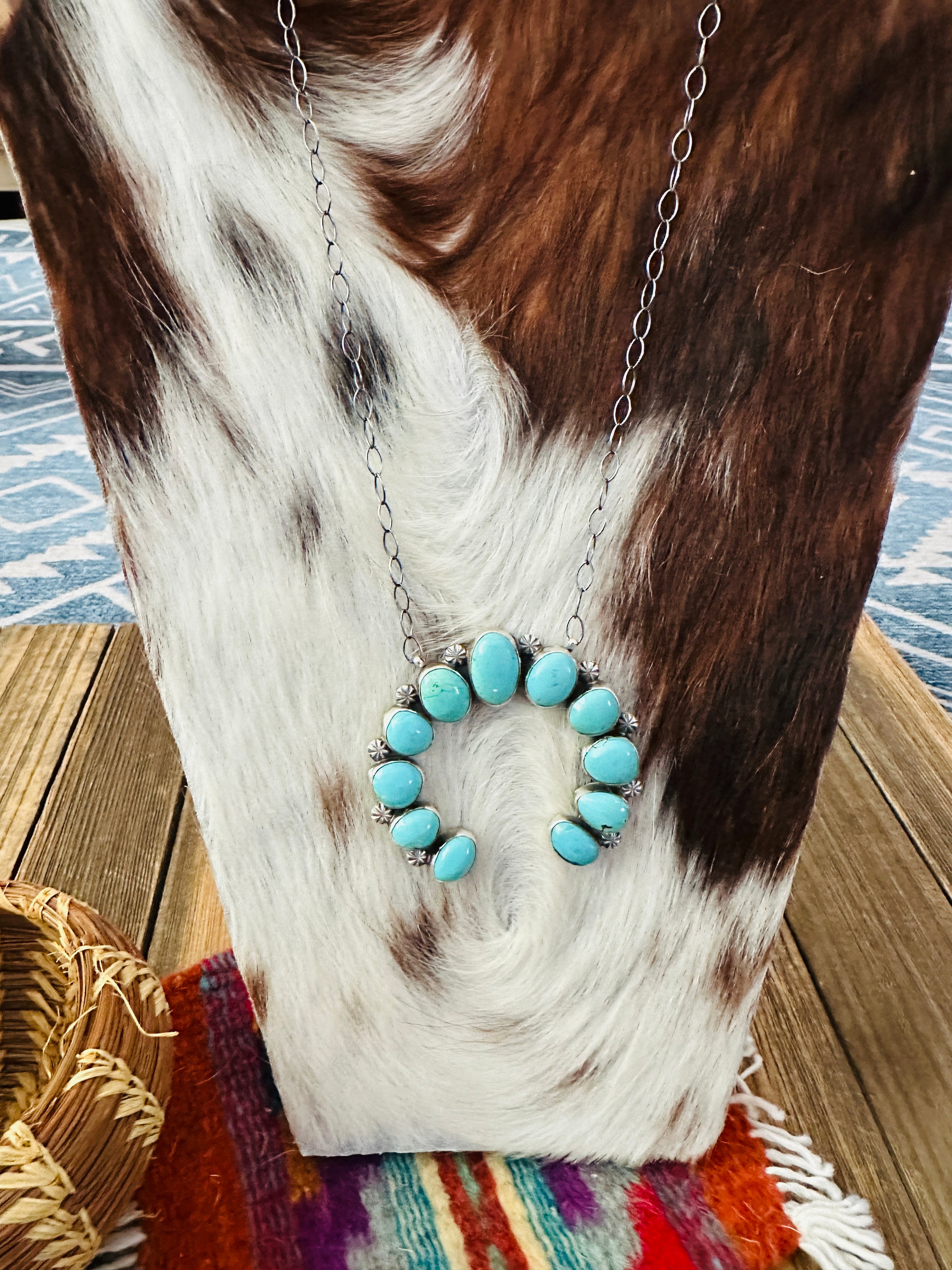 Handcrafted Sterling Silver & Turquoise Naja Necklace by Jameson Garcia
