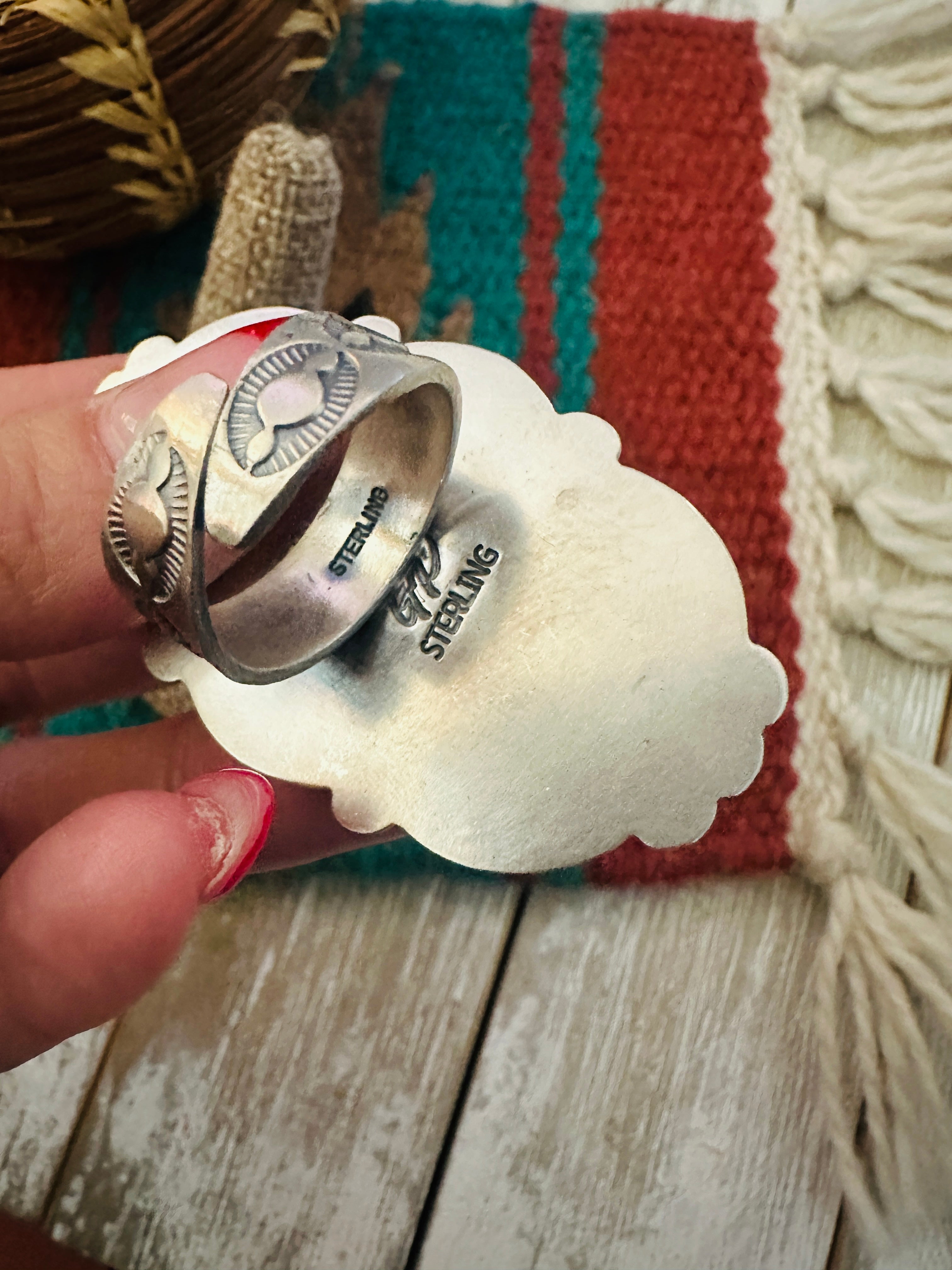 Handcrafted Blackjack Turquoise & Sterling Silver Adjustable Ring