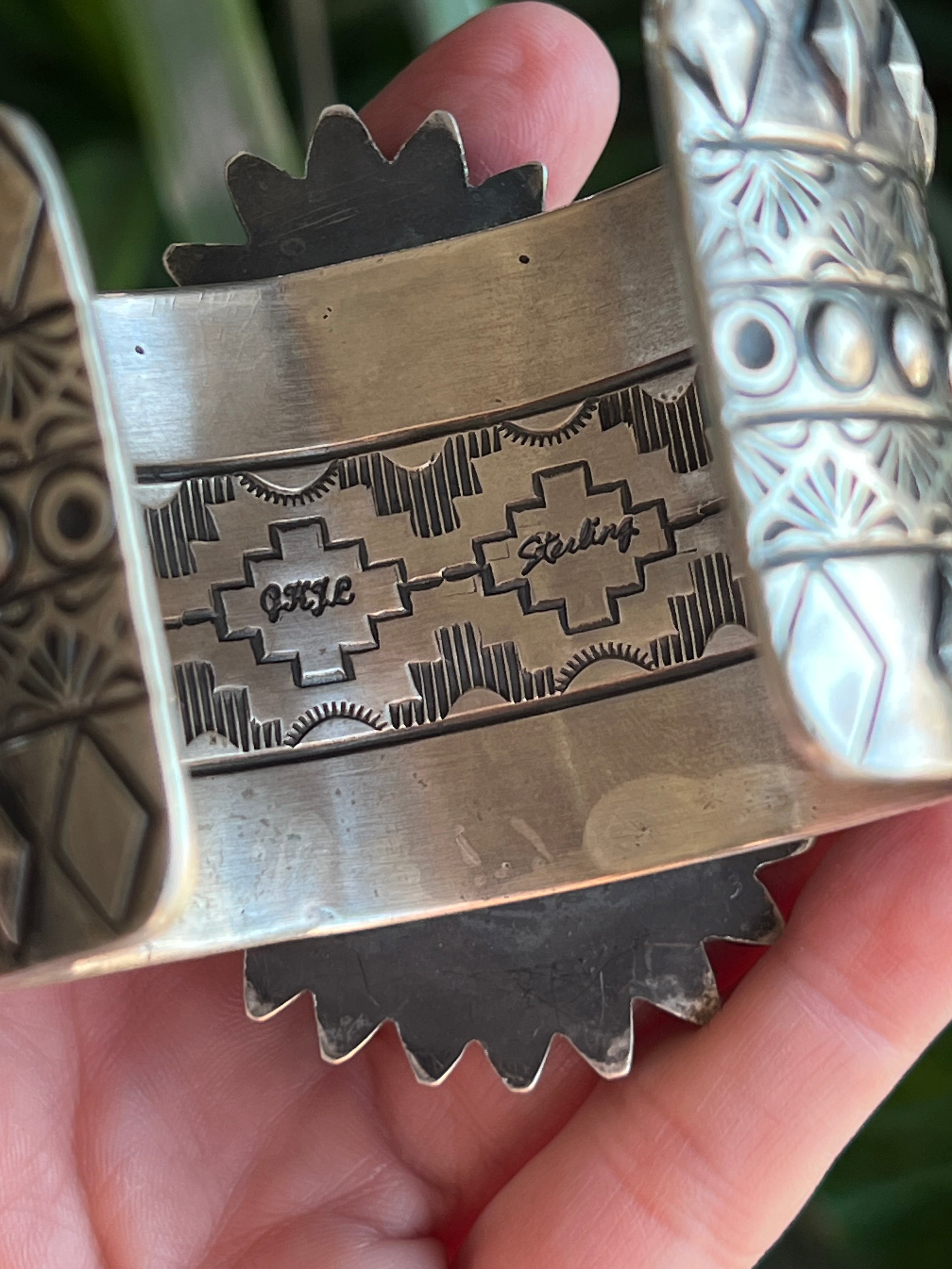 Sterling Silver & Royston Turquoise Cluster Cuff Bracelet by Glenn Livingston