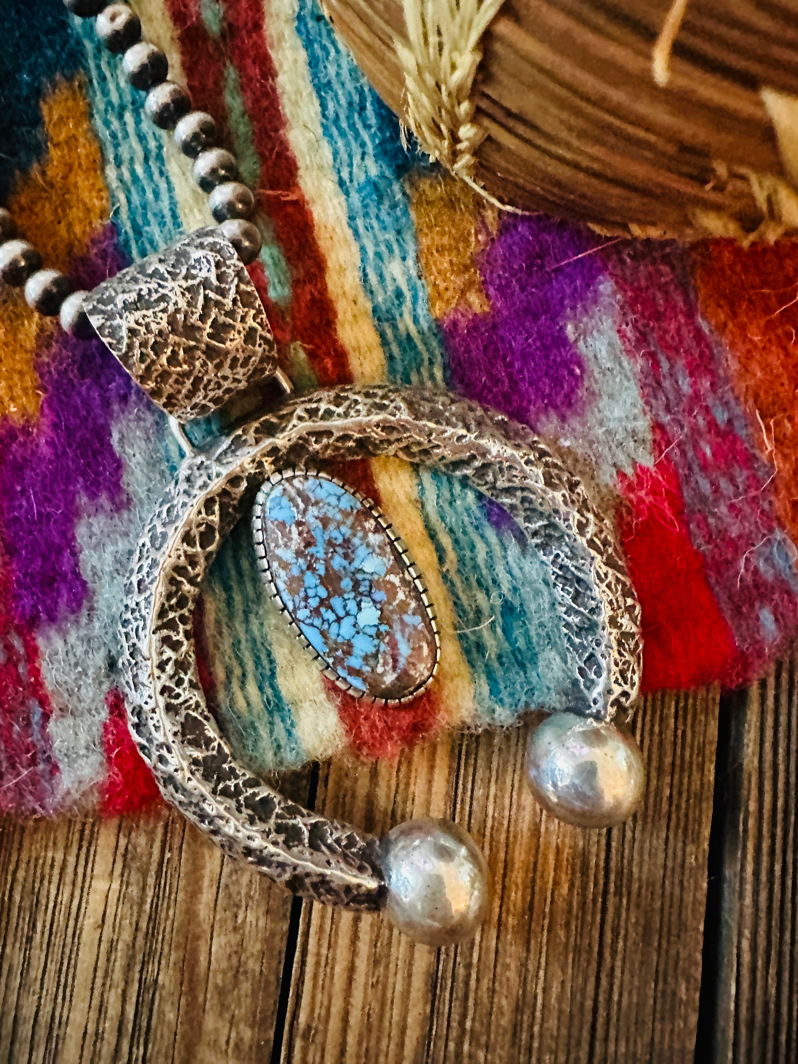 Handcrafted Sterling Silver & Golden Hills Turquoise Naja Pendant by Wyatt Lee