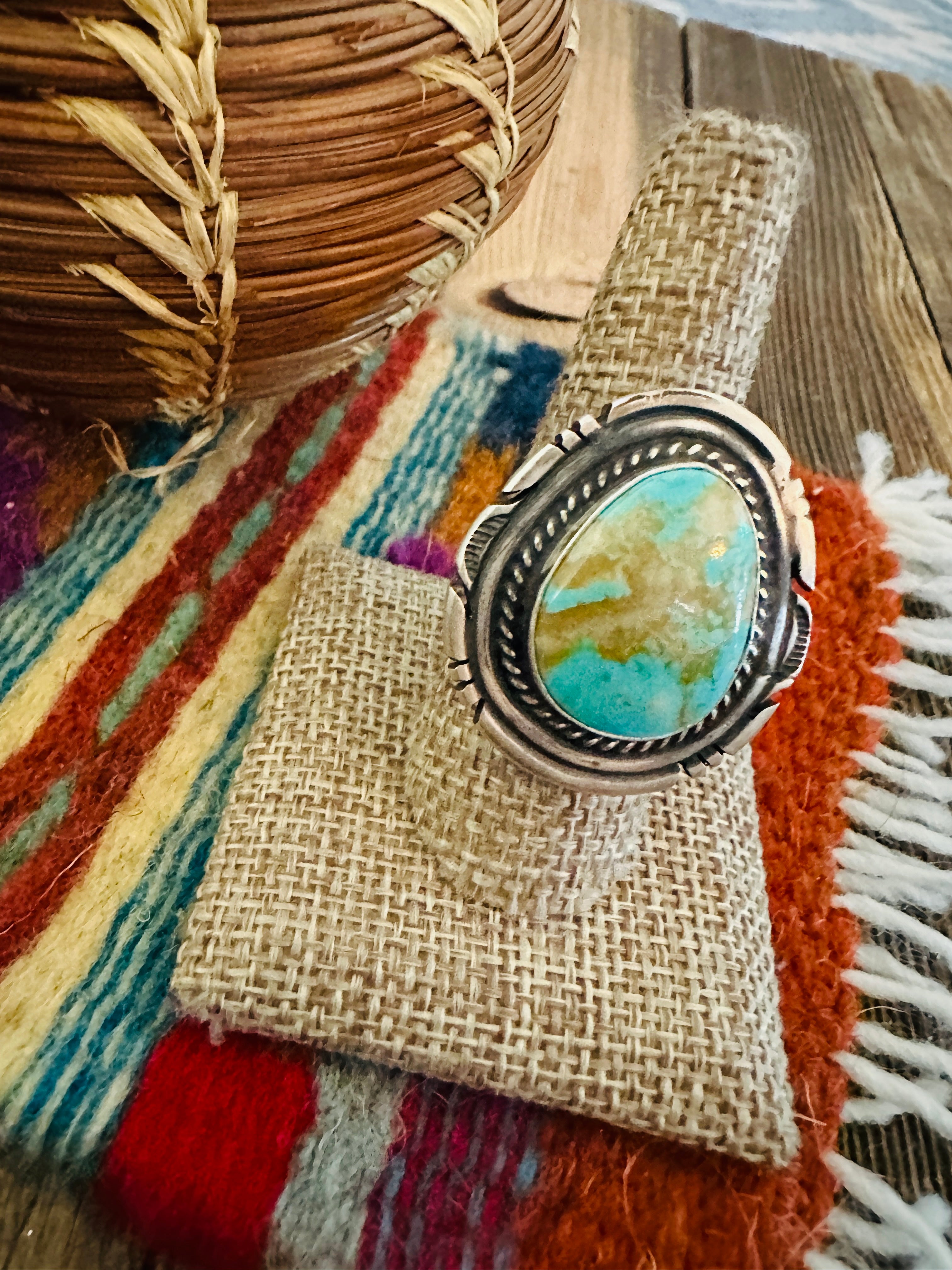 Handcrafted Sterling Silver & Turquoise Adjustable Ring