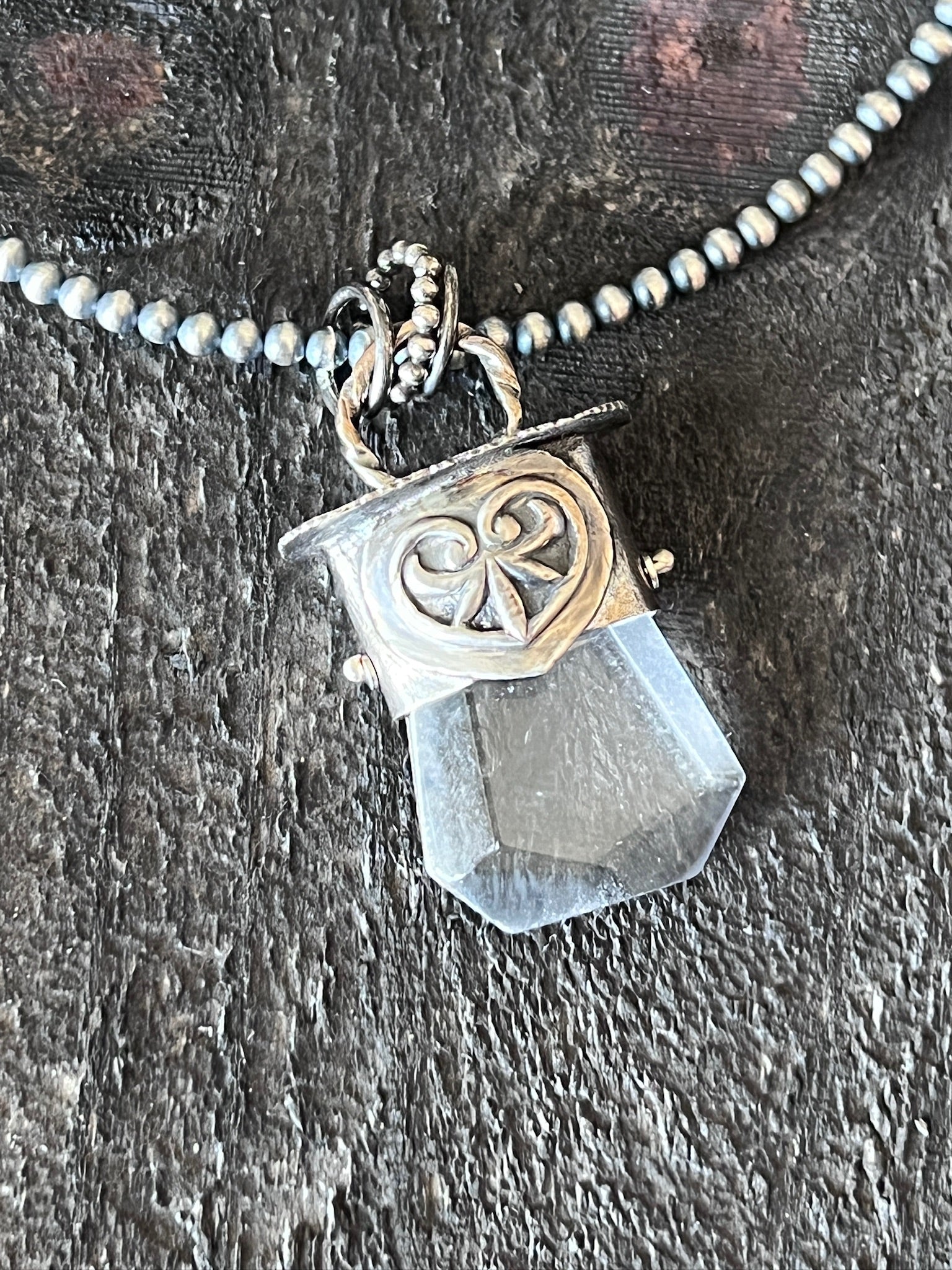 Sterling Silver Gem Collector 30” + 2” Beaded Necklace w/ Tularosa Quartz & Heart Pendant