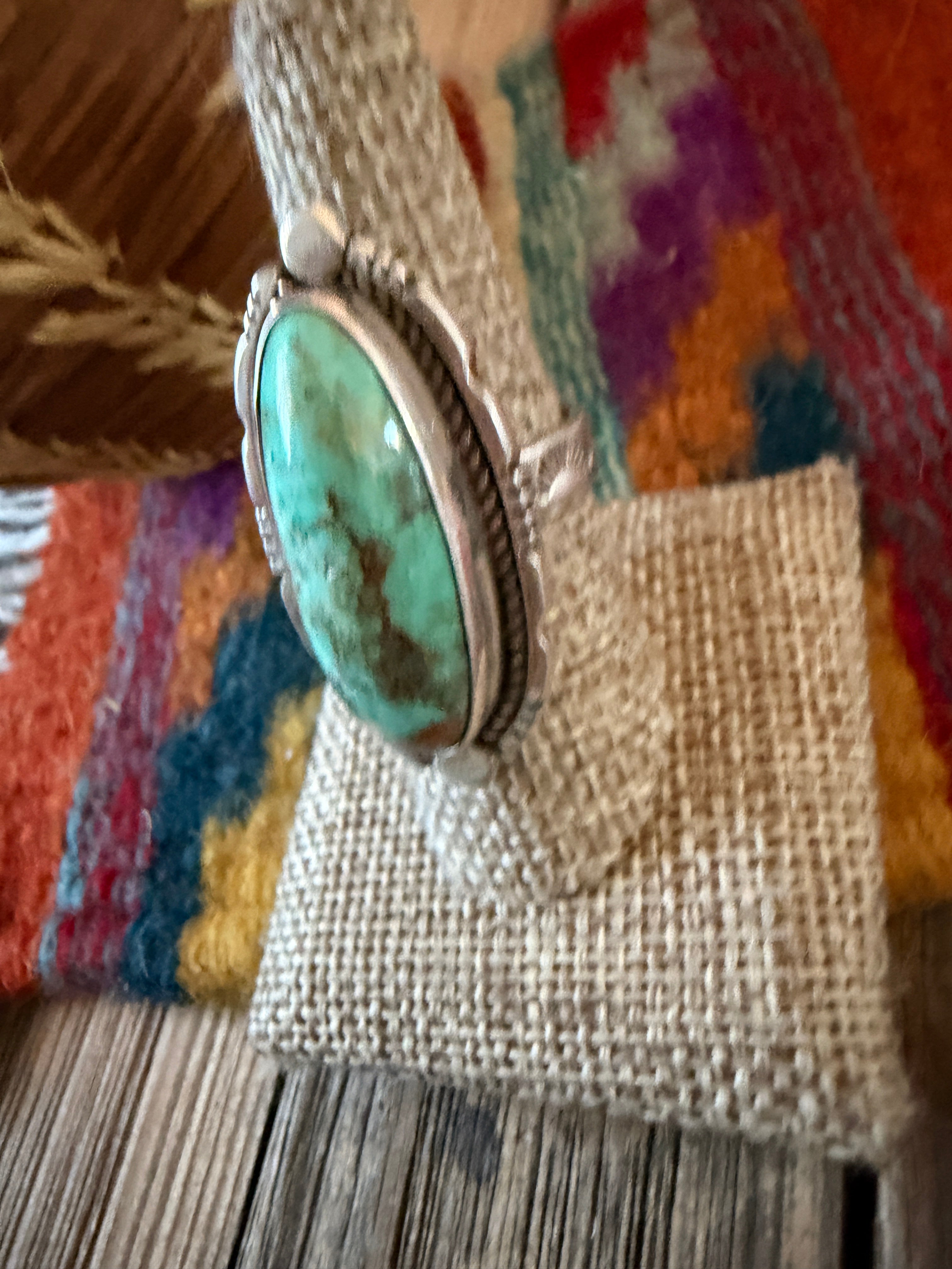 Handcrafted Turquoise & Sterling Silver Adjustable Ring