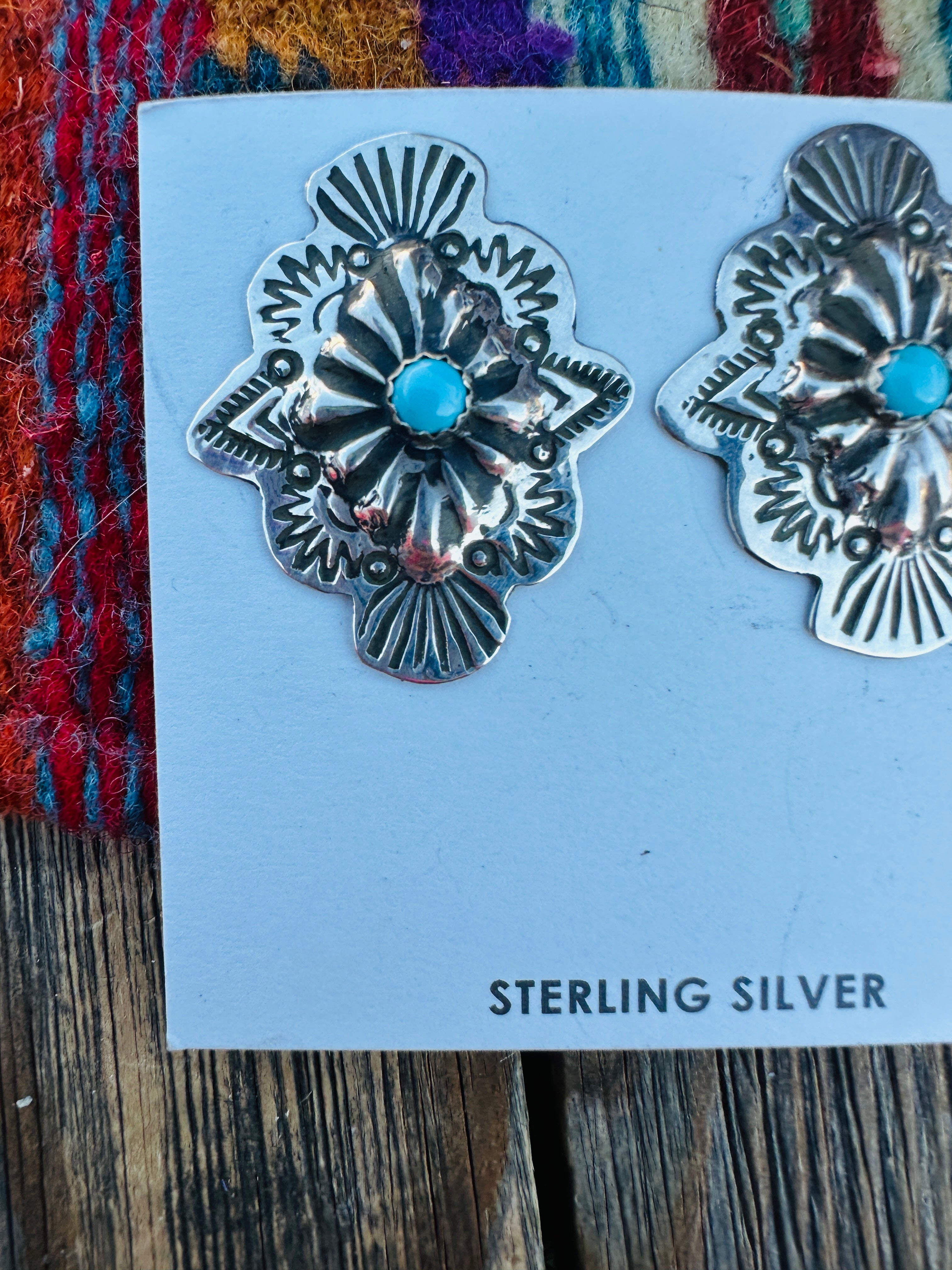 Handcrafted Turquoise & Sterling Silver Concho Post Earrings