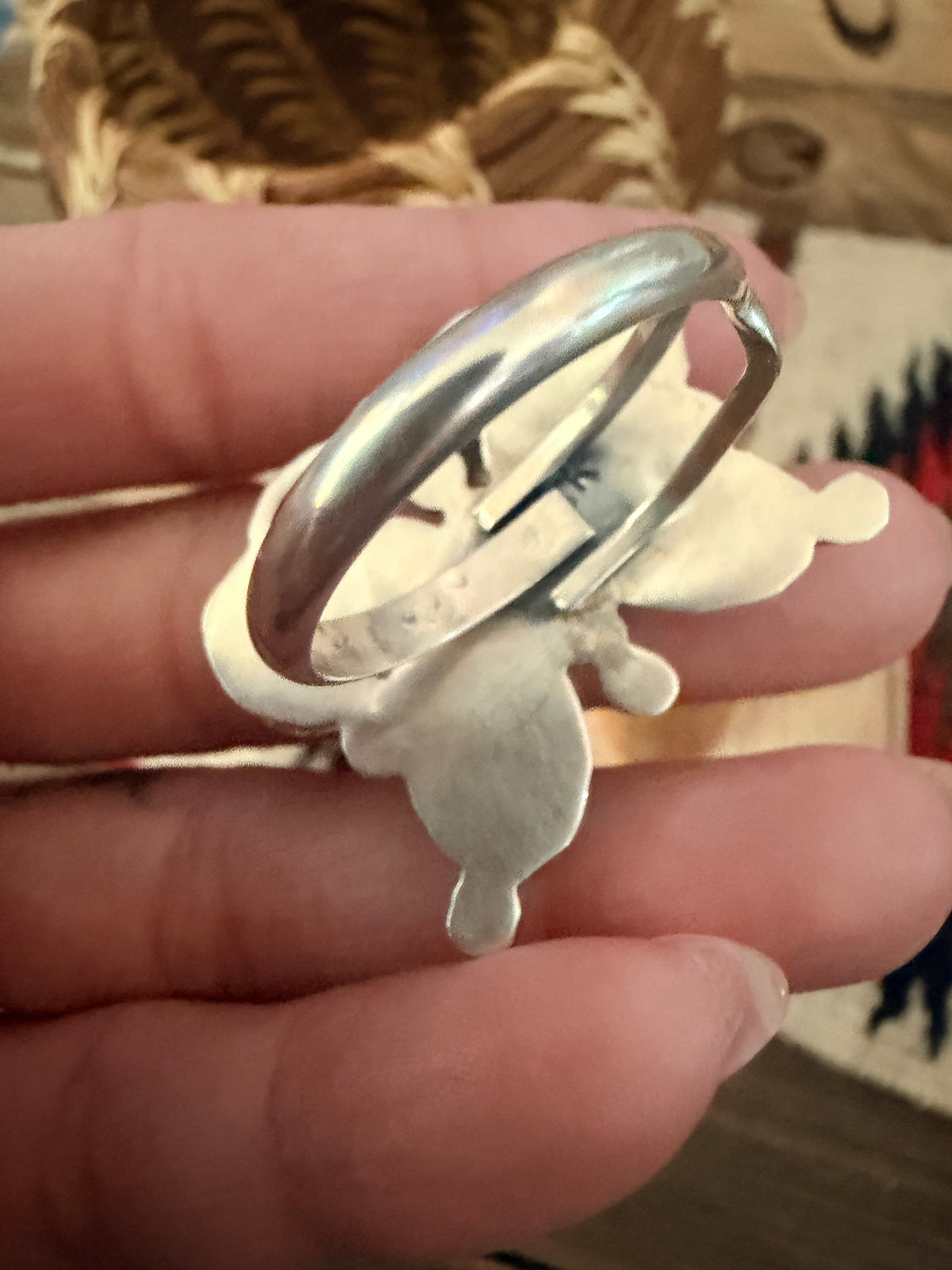 Handcrafted Turquoise & Sterling Silver Adjustable Butterfly Ring