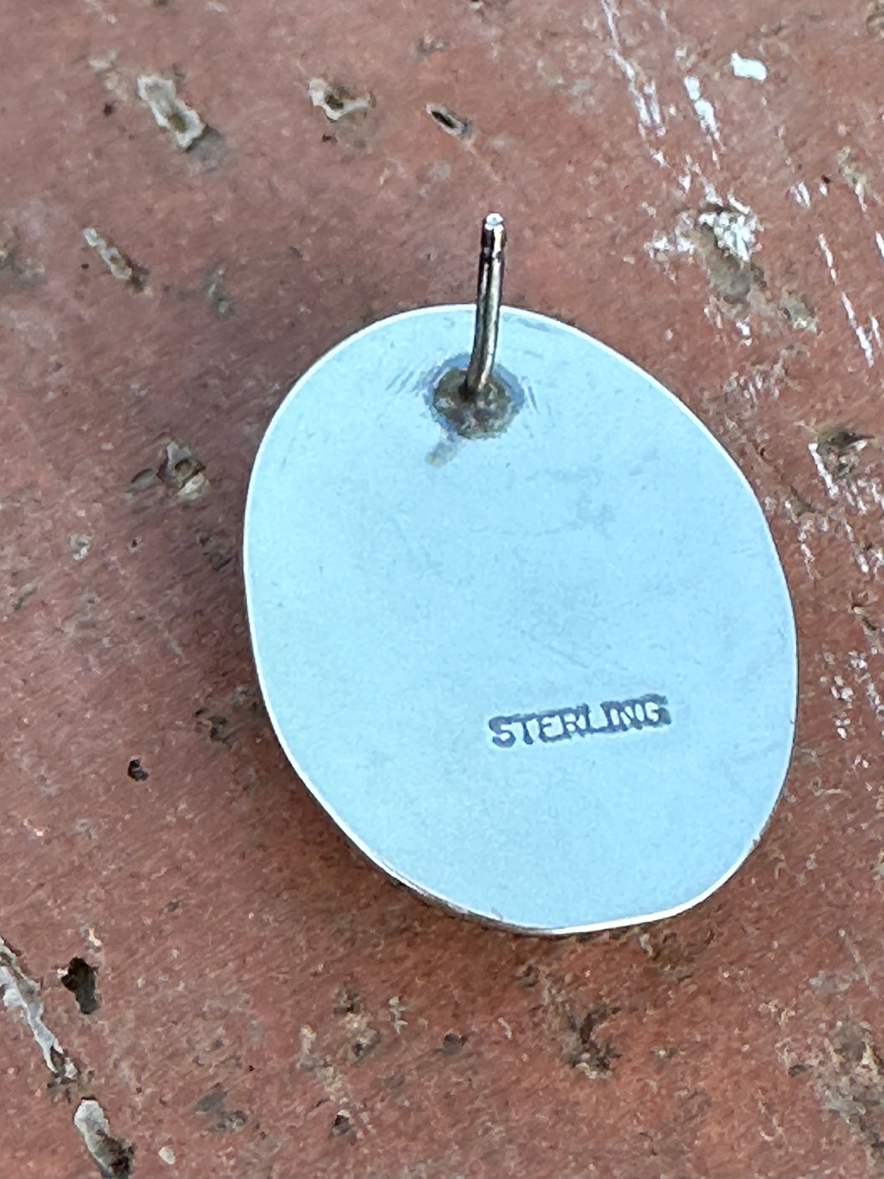 Sterling Silver & Golden Hills Turquoise Post Earrings Signed