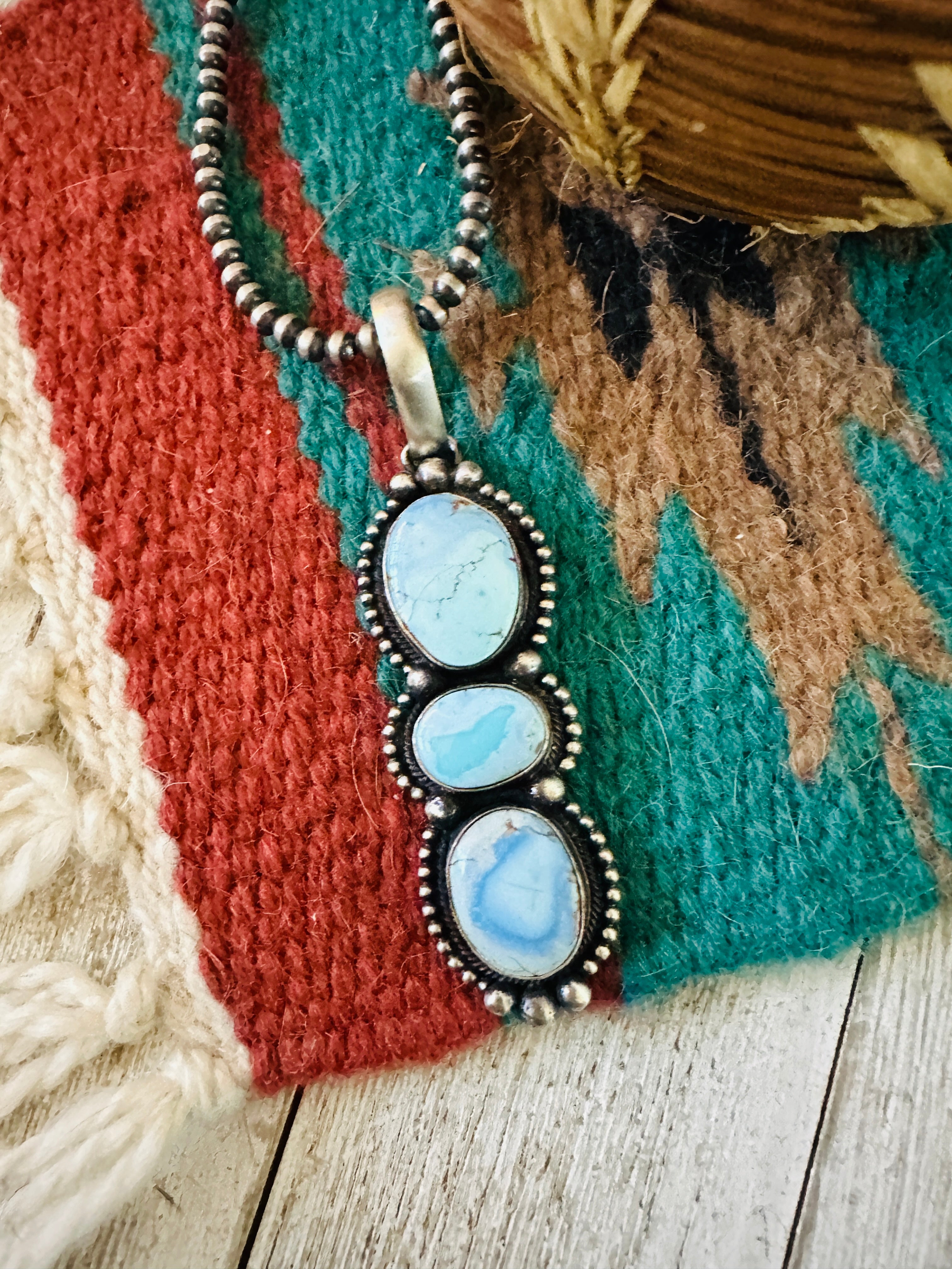 Handcrafted Golden Hills Turquoise & Sterling Silver Pendant