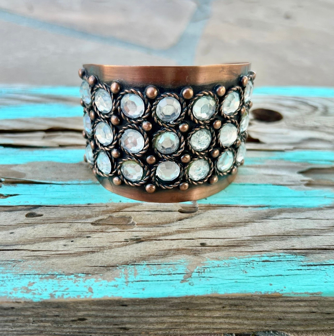 Copper Cuff CZ Bracelet