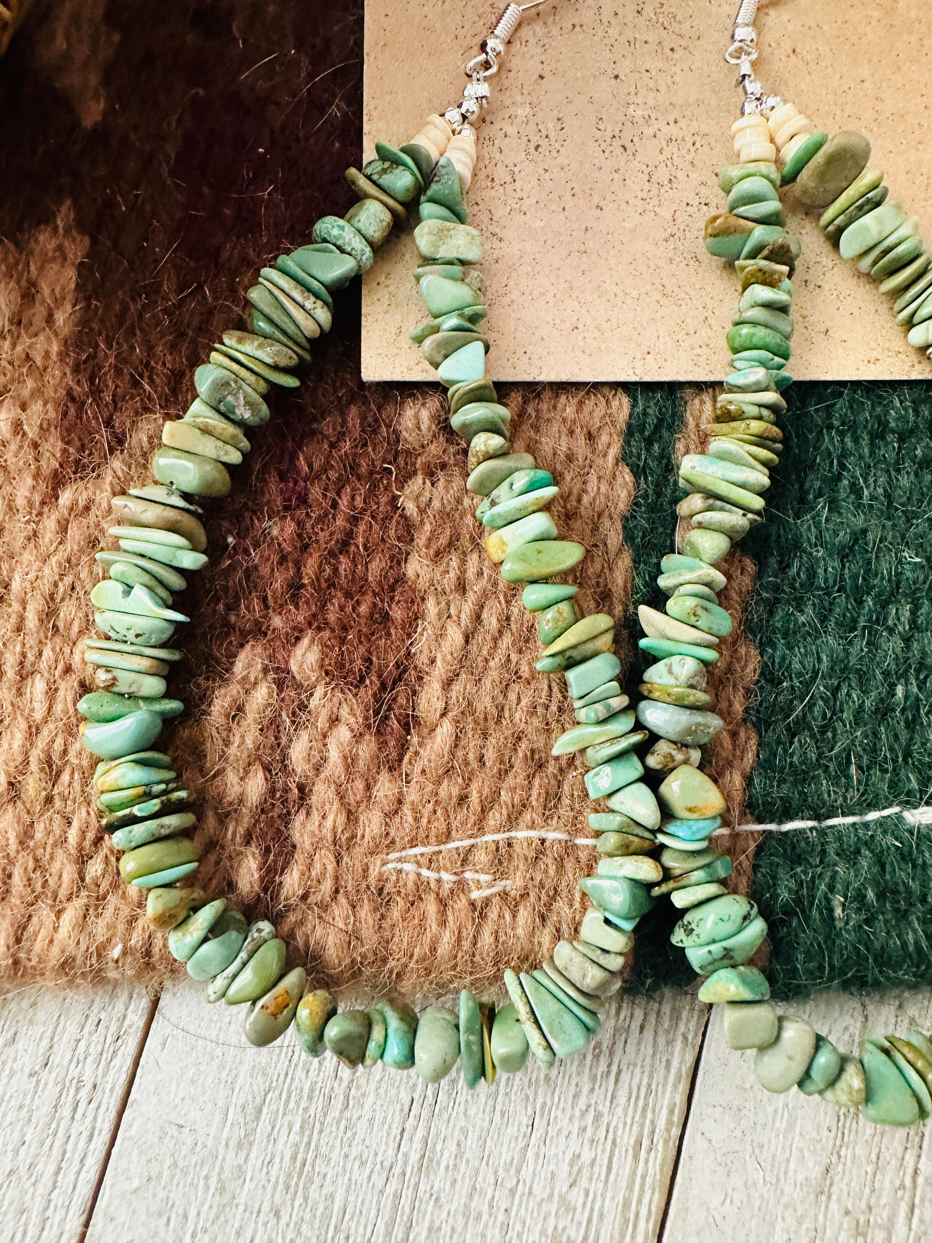 Handcrafted Turquoise Beaded Dangle Hoop Earrings