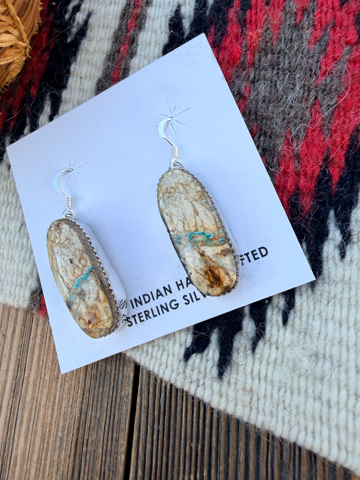 Handcrafted Ribbon Turquoise & Sterling Silver Dangle Earrings