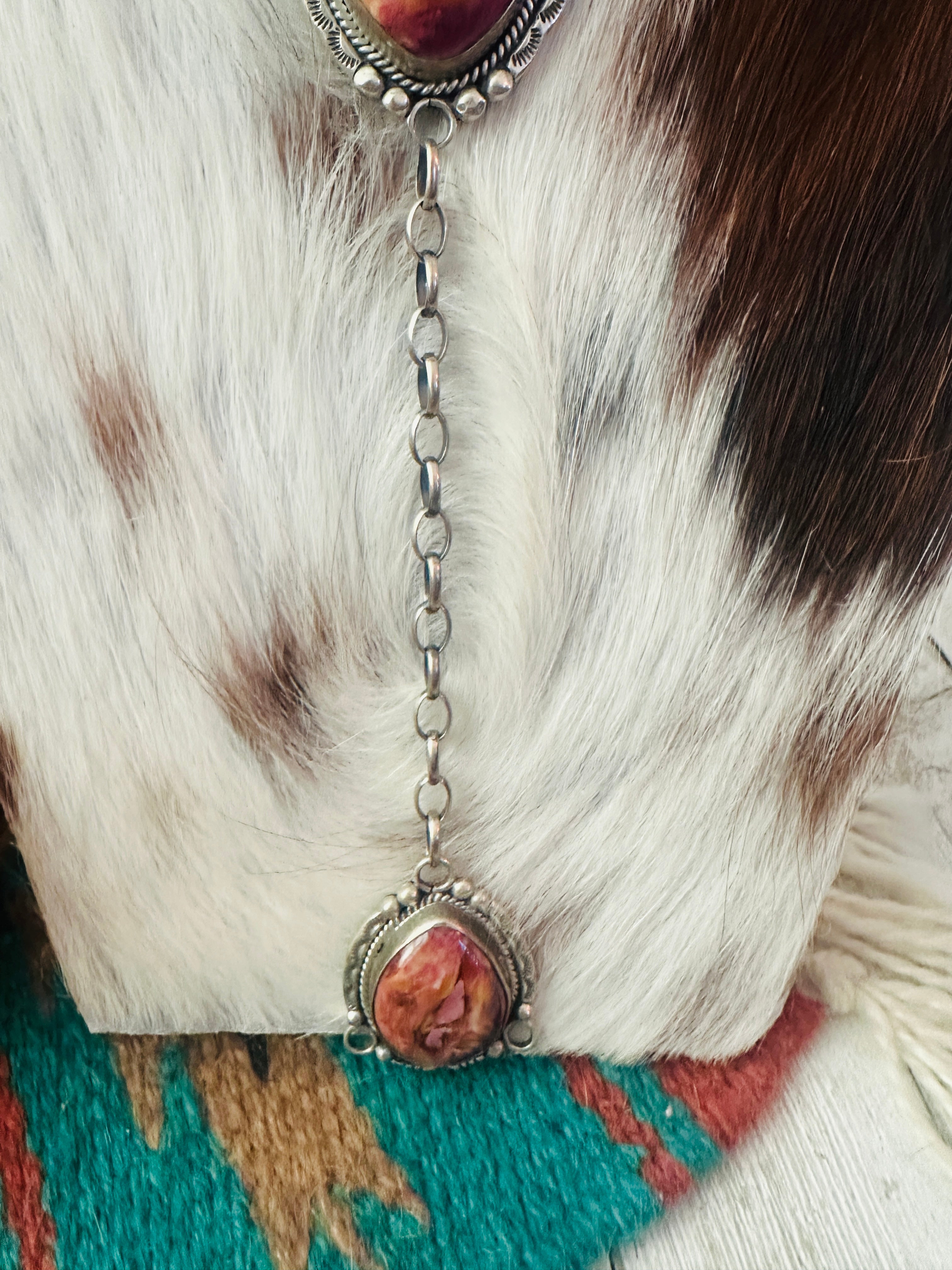 Handcrafted Purple Spiny & Sterling Silver Lariat Necklace