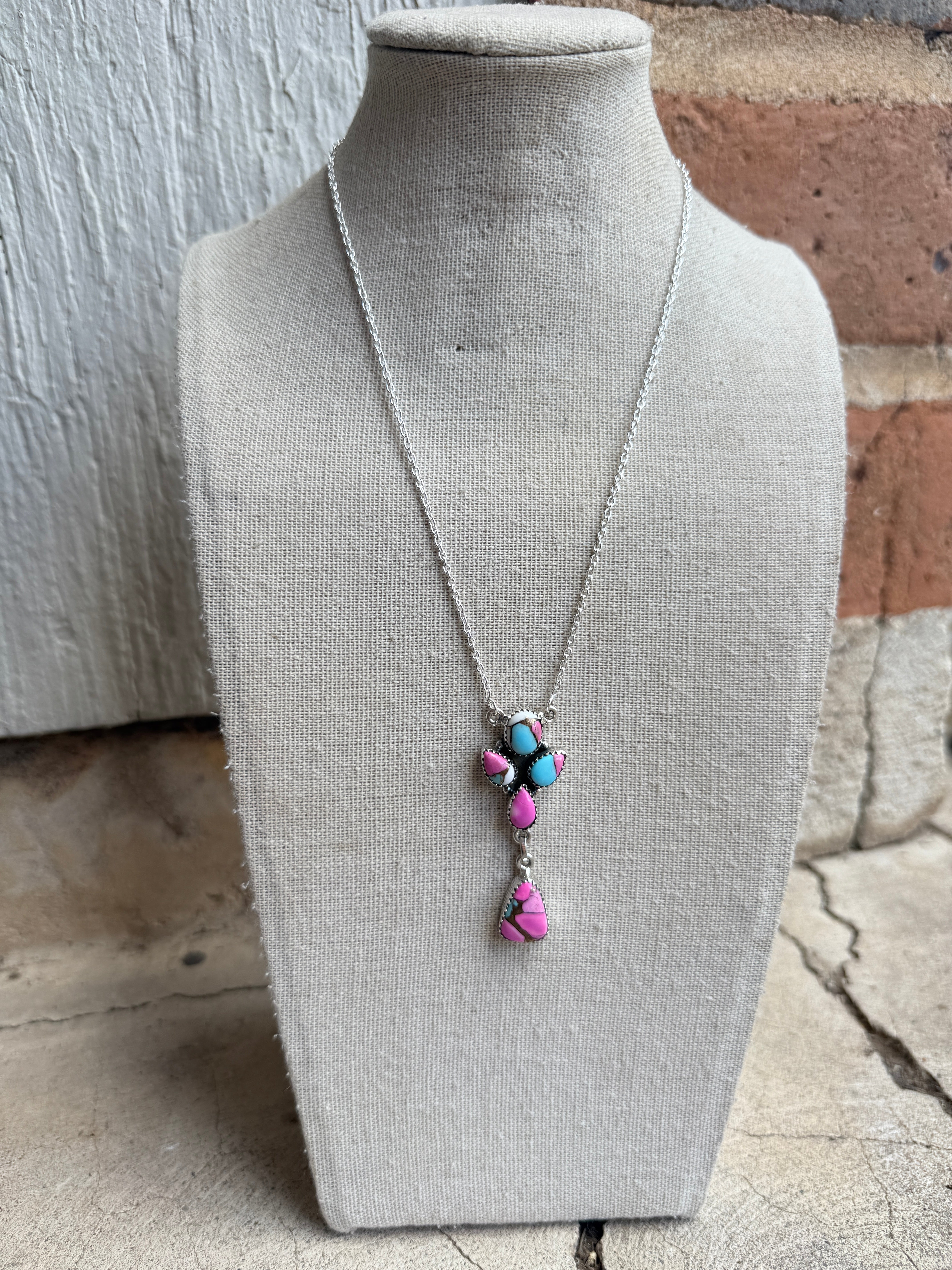 Beautiful Handmade Sterling Silver & Cotton Candy Necklace