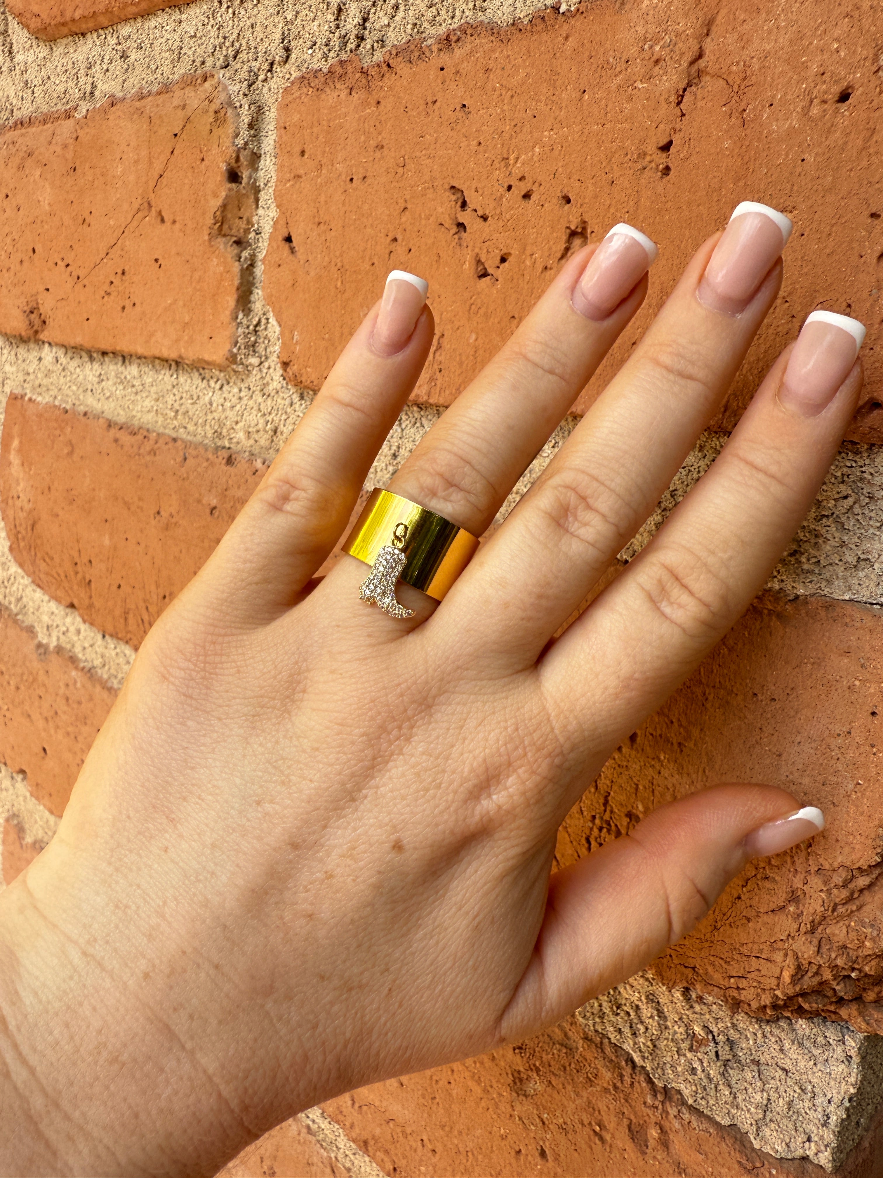 “The Golden Collection” Handmade Gold Plated COWBOY BOOT Adjustable Ring