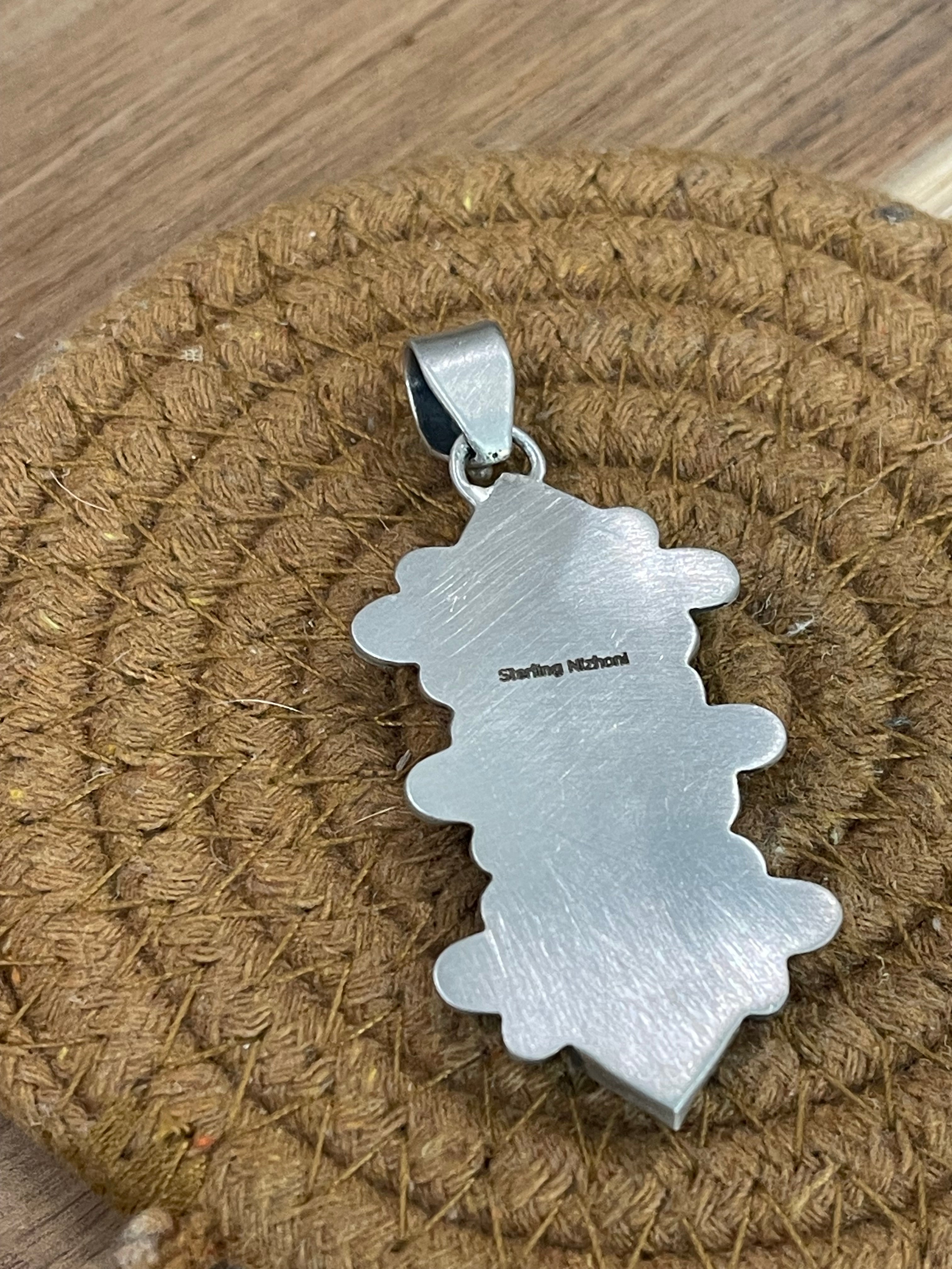 Handmade Sterling Silver & Kingman Turquoise Pendant And Earring Set