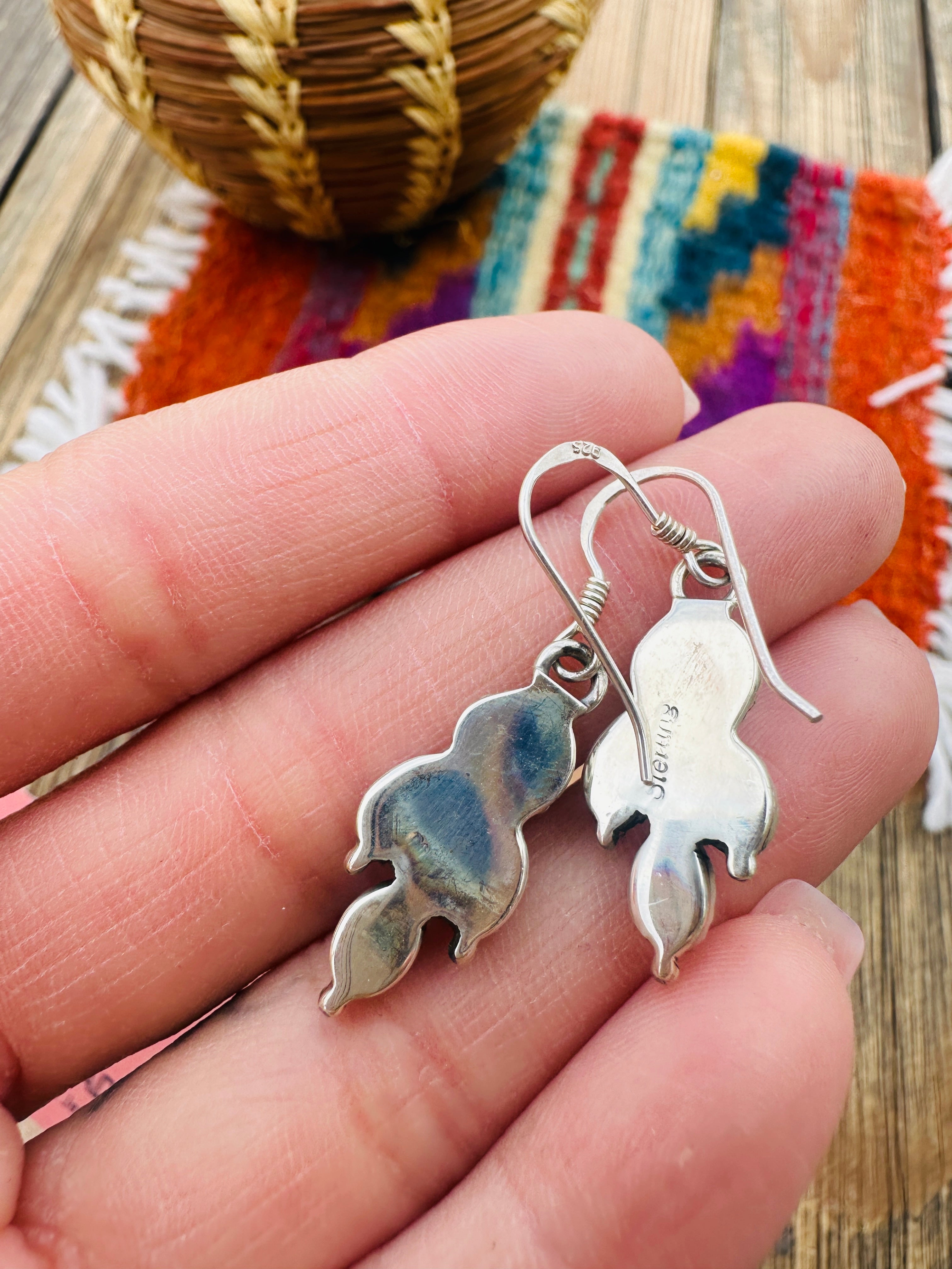 Handcrafted Coral & Sterling Silver Dangle Earrings