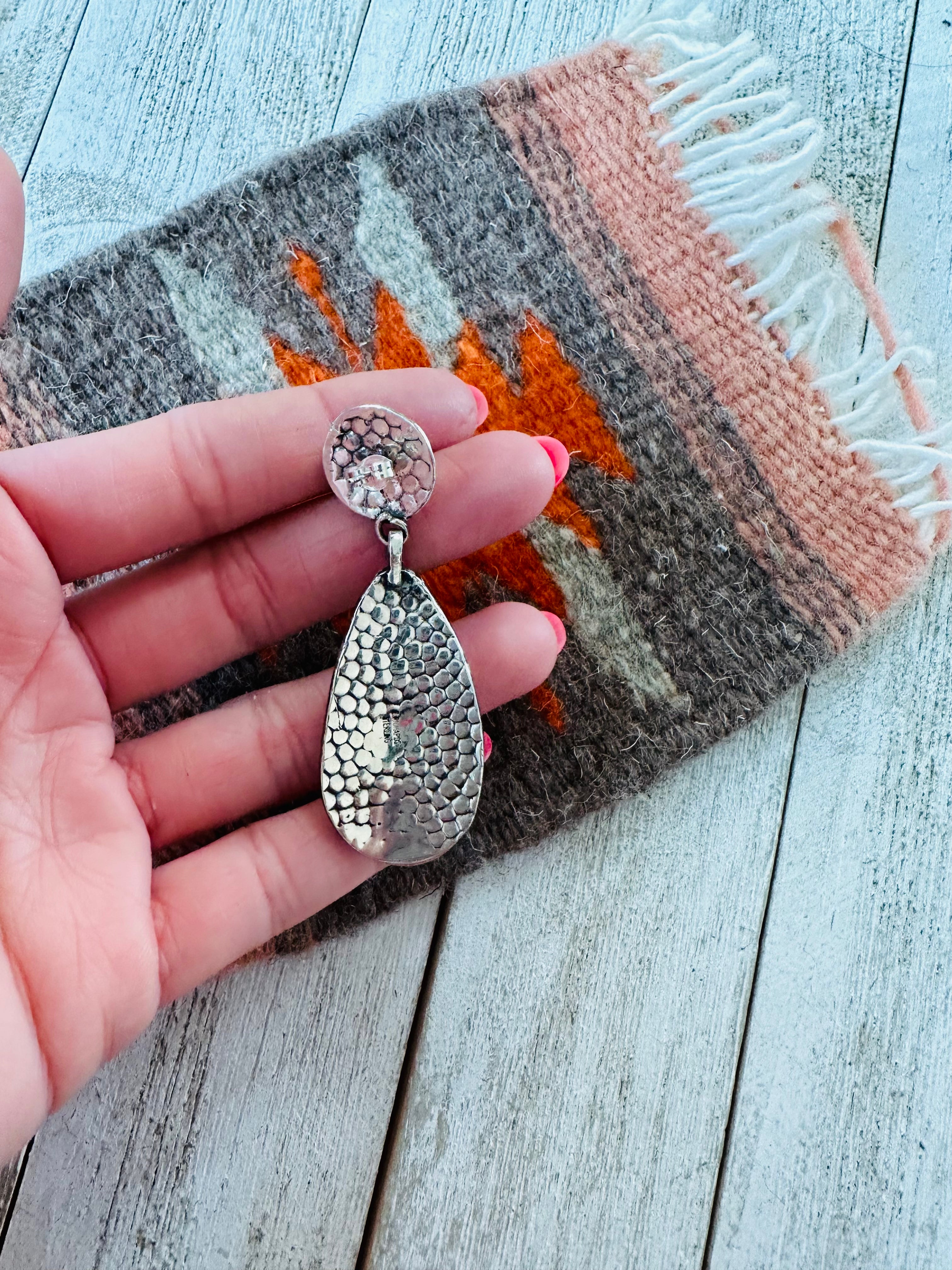 Handcrafted Queen Pink Conch & Sterling Silver Dangle Earrings