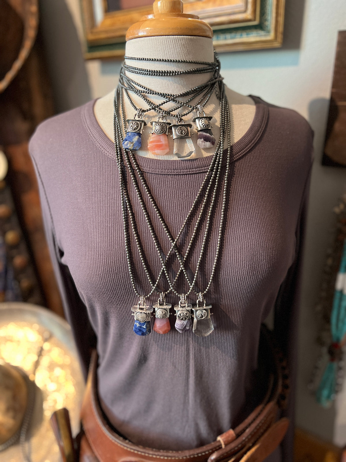 Tularosa Sterling Silver Gem Collector 30” + 2” Beaded Necklace w/ Faceted Sodalite Pendant
