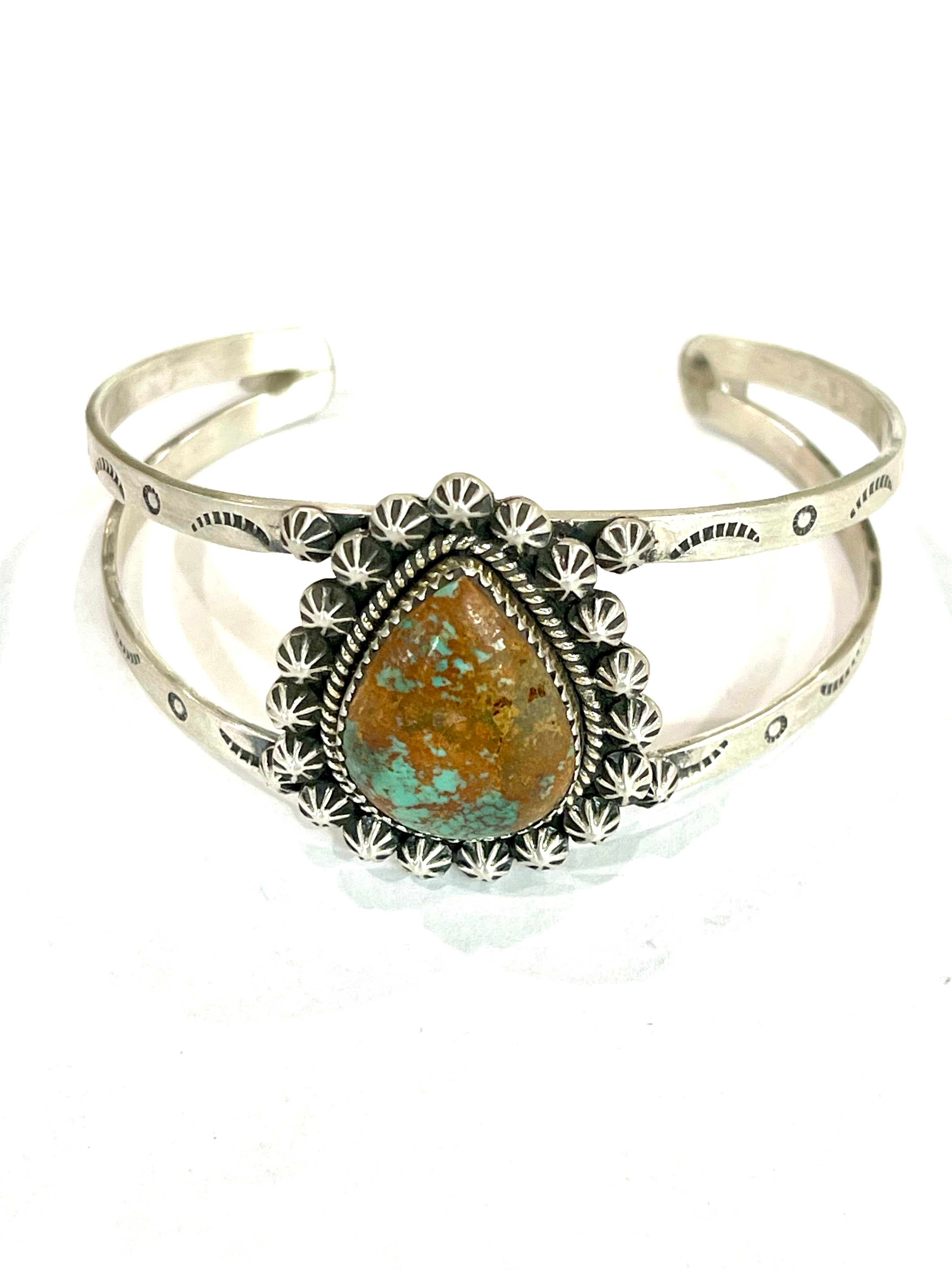 Handmade Sterling Silver & Royston Turquoise Cuff Bracelet