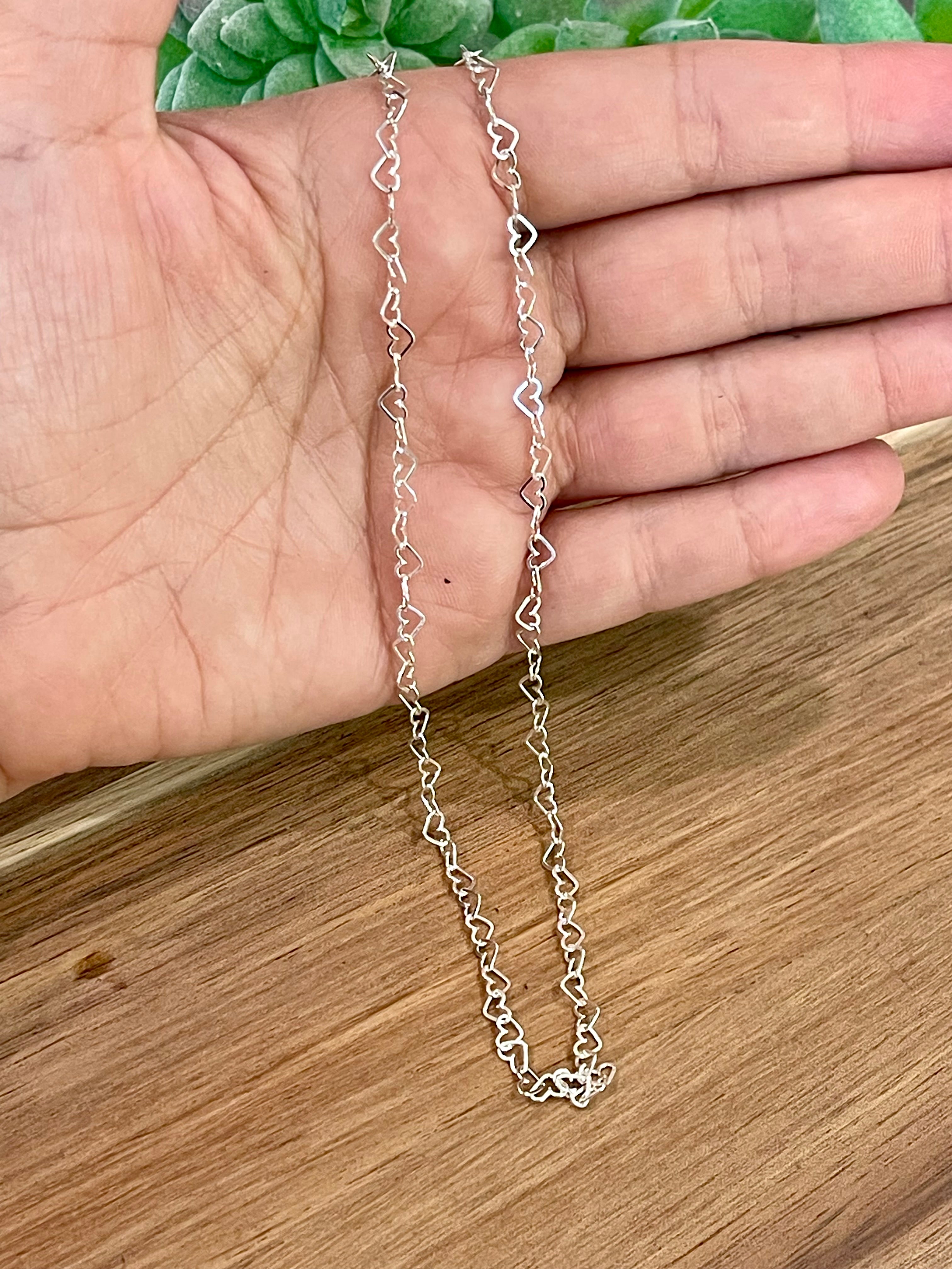 Handmade In Mexico Sterling Silver Chain Heart Necklace