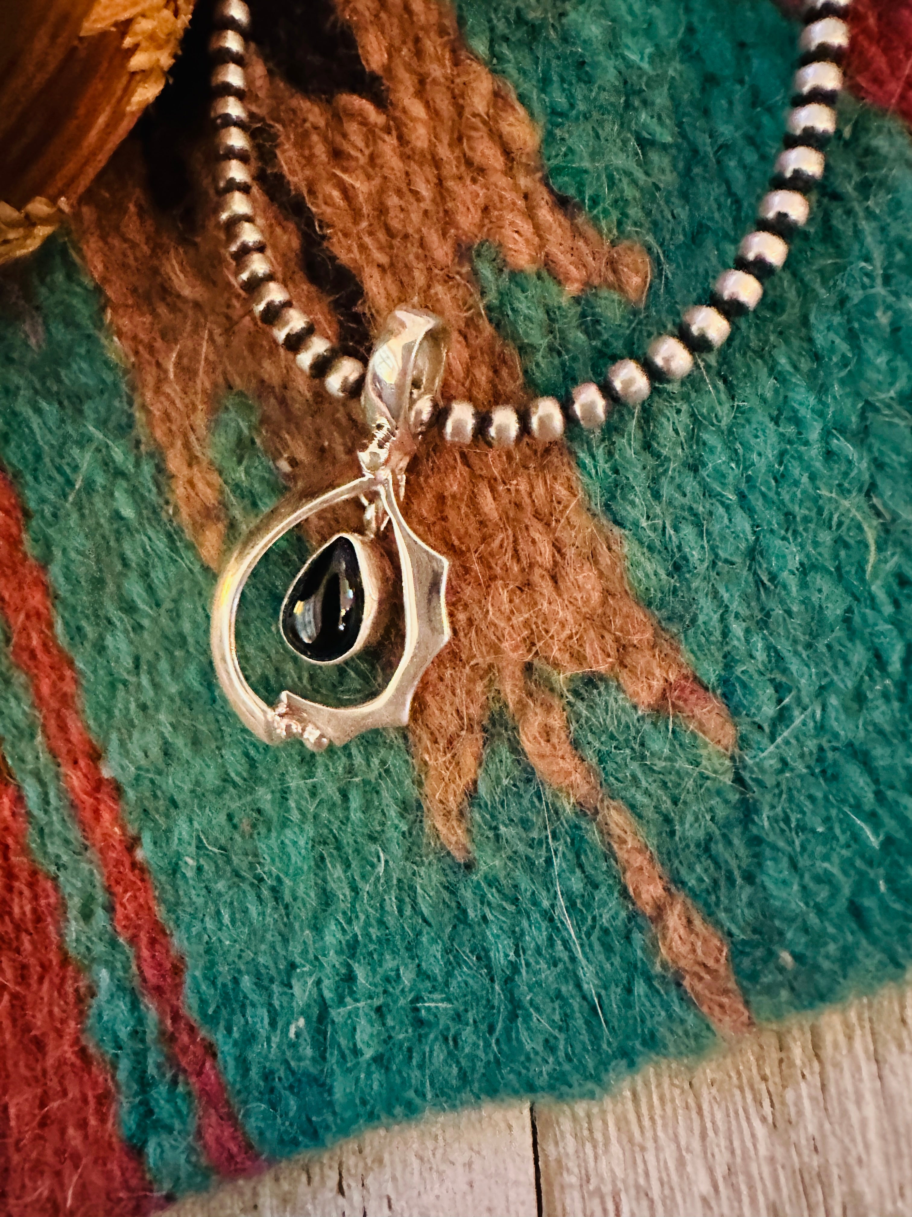 Handcrafted Sterling Silver & Black Onyx Teardrop Pendant