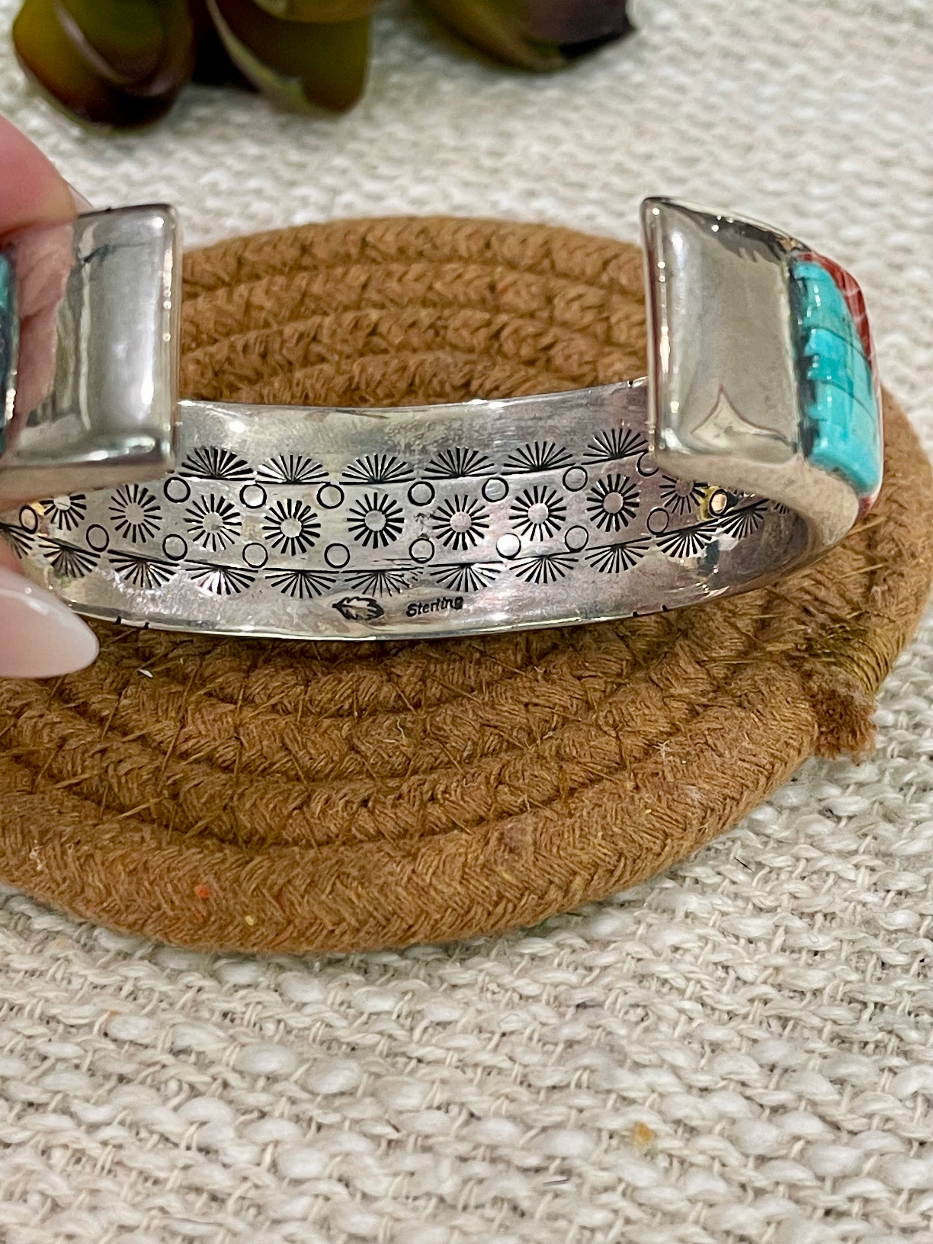 Beautiful Handmade Sterling Silver & Multi Stone Cuff Bracelet