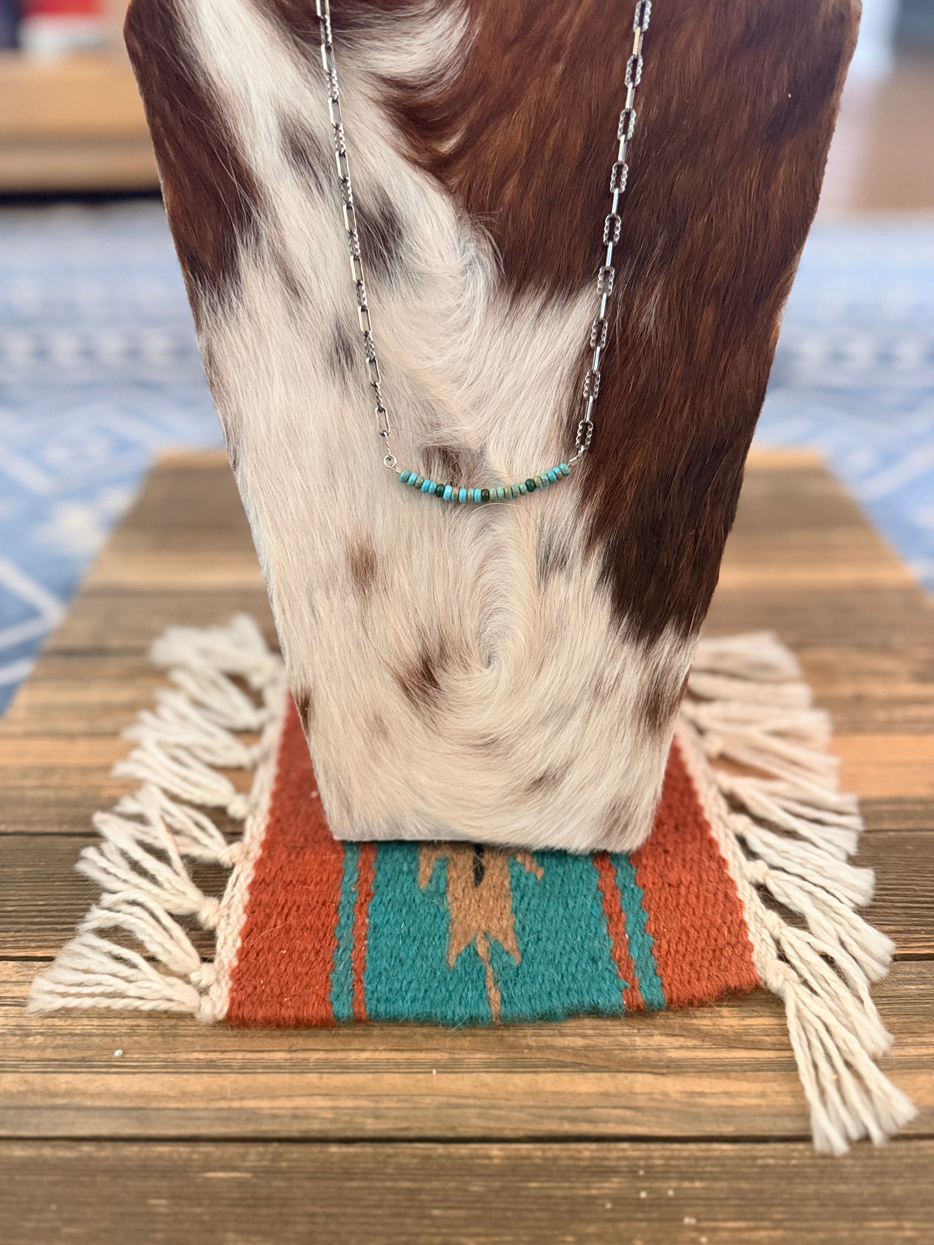 Handmade Sterling Silver & Turquoise Beaded Necklace