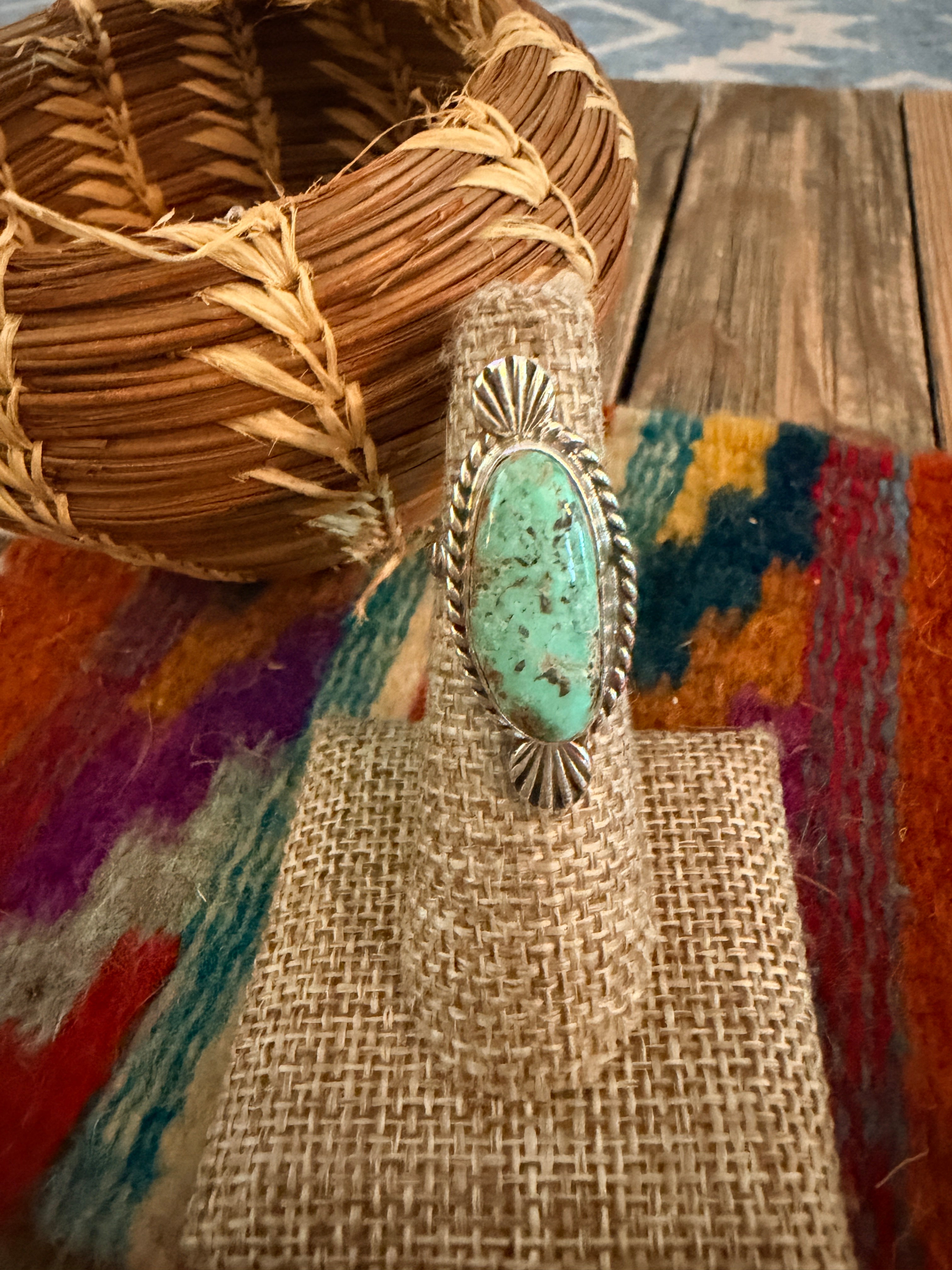 Handmade Sterling Silver and Turquoise Adjustable Ring