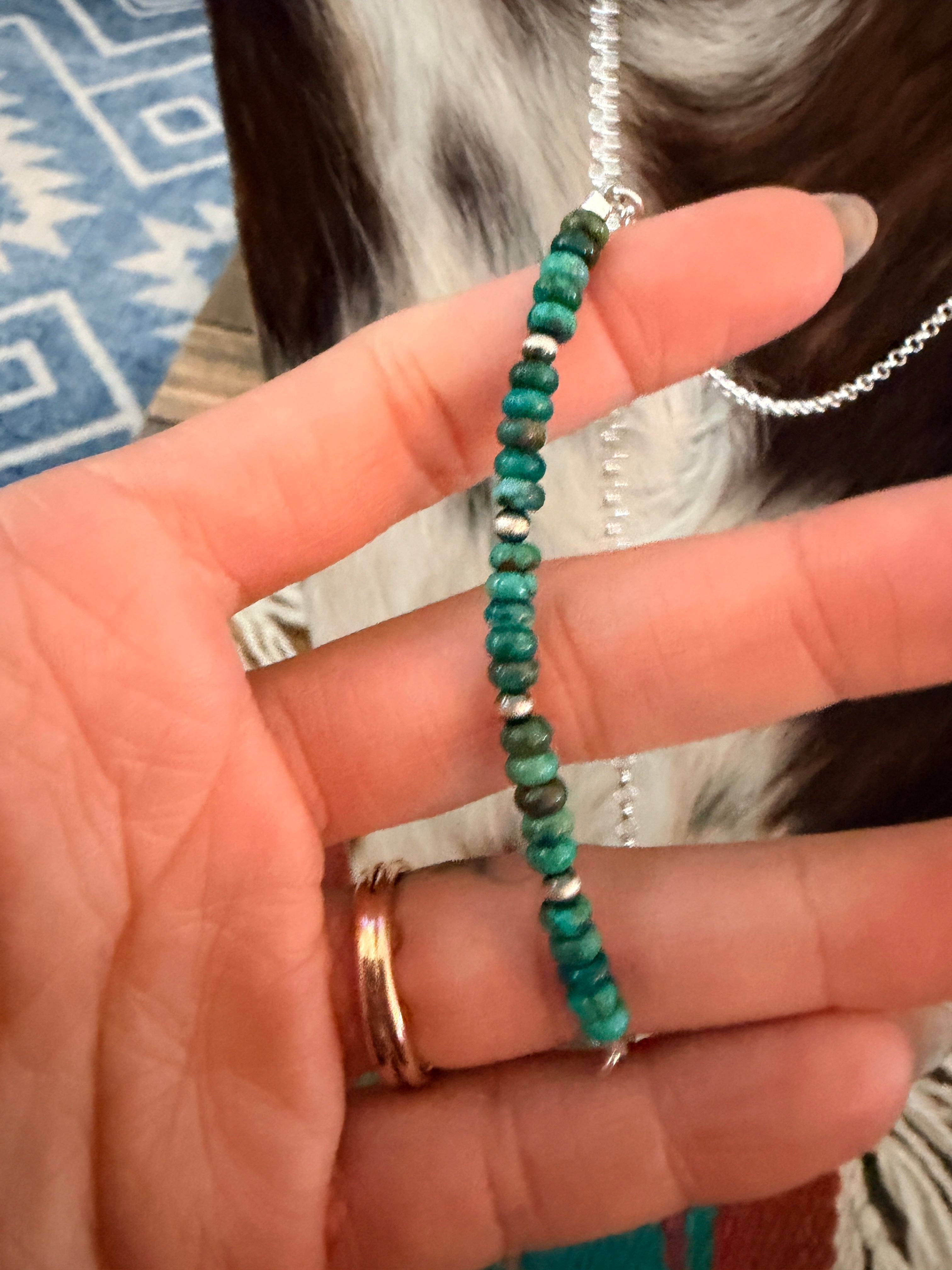 Handmade Sterling Silver & Turquoise Beaded Necklace