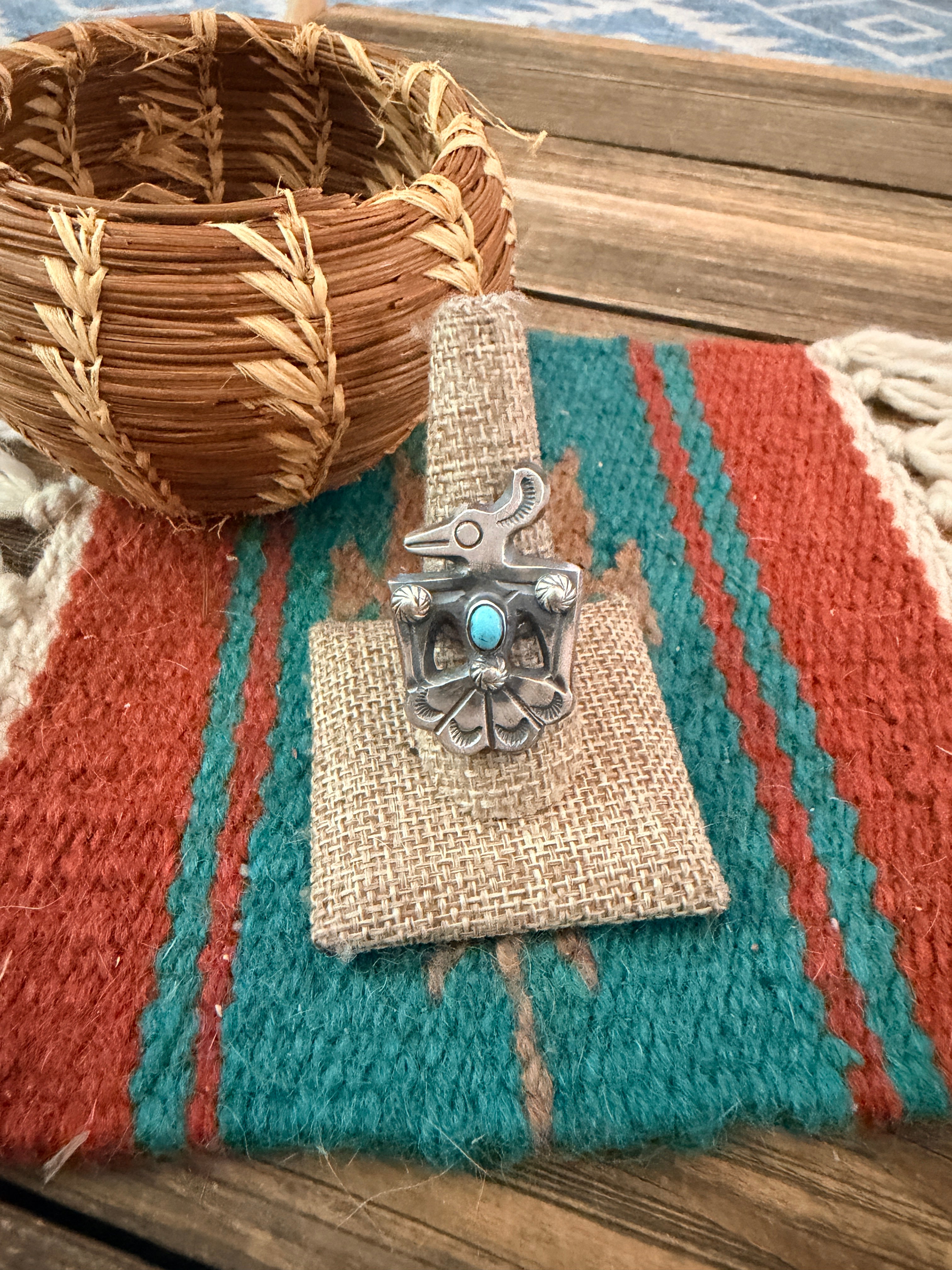 Handcrafted Turquoise and Sterling Silver Thunderbird Ring size 9 by Chimney Butte
