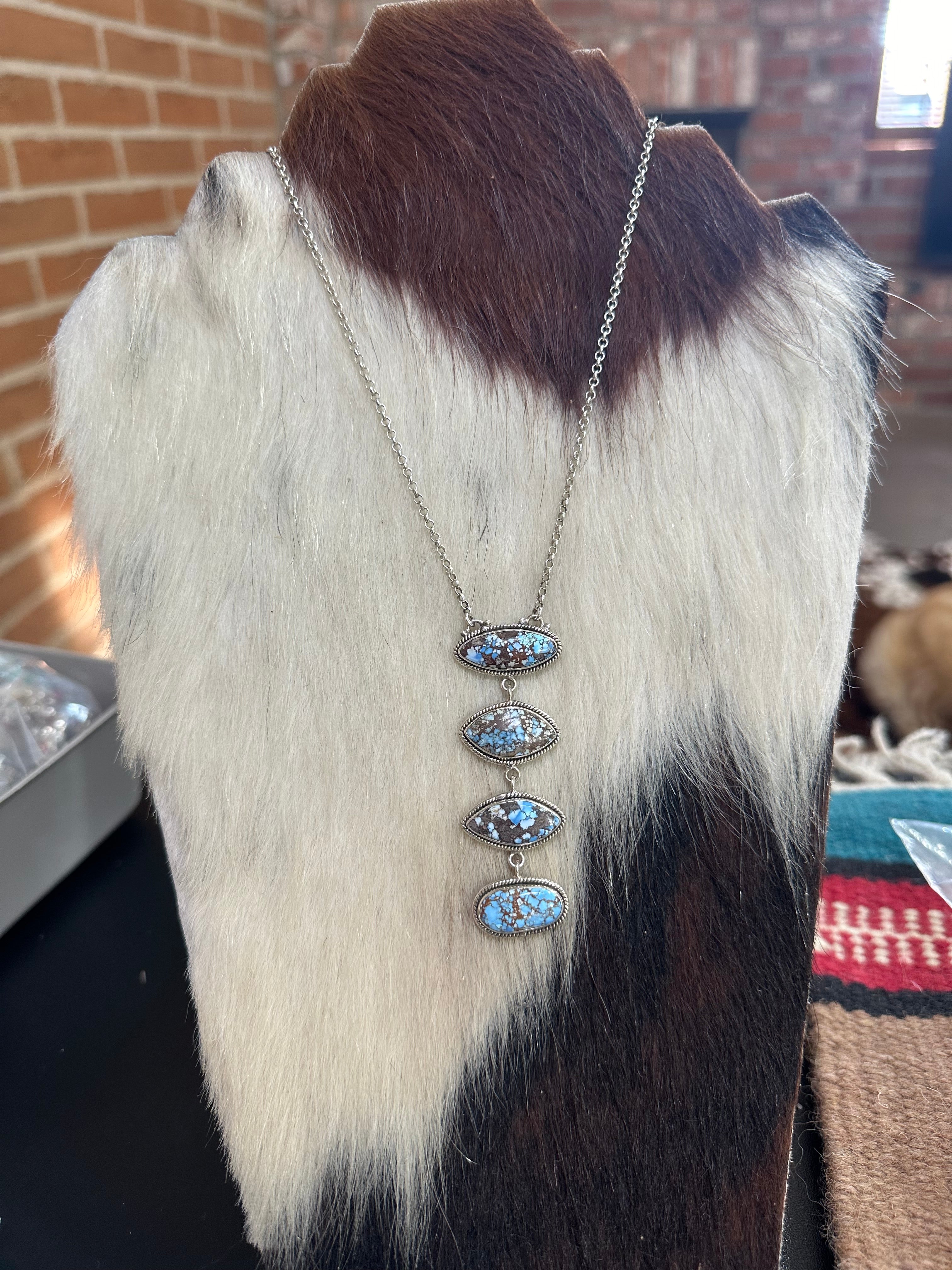 Handmade Sterling Silver Natural Golden Hills Necklace Signed Nizhoni