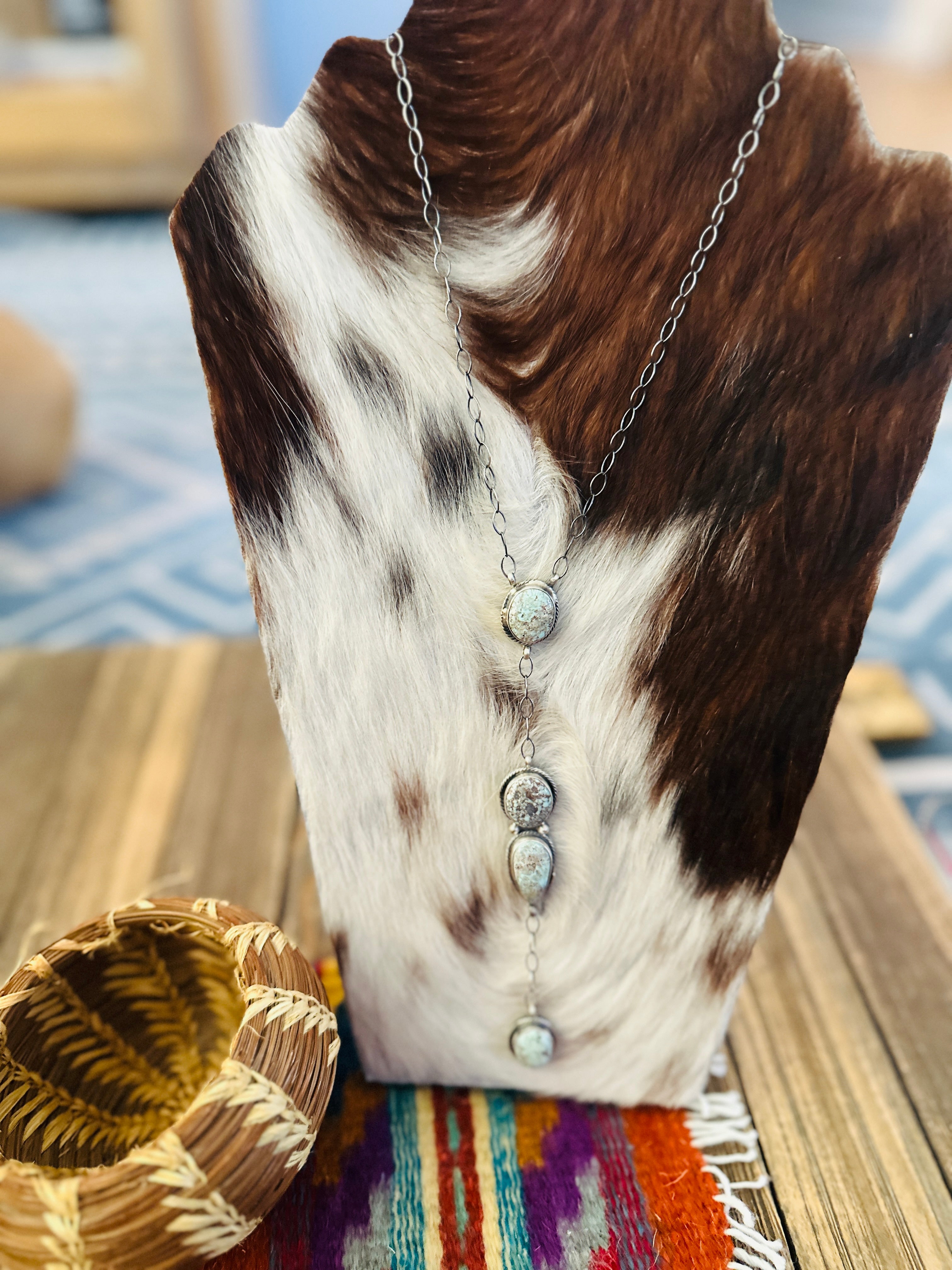 Handcrafted Dry Creek Turquoise & Sterling Silver Lariat Necklace