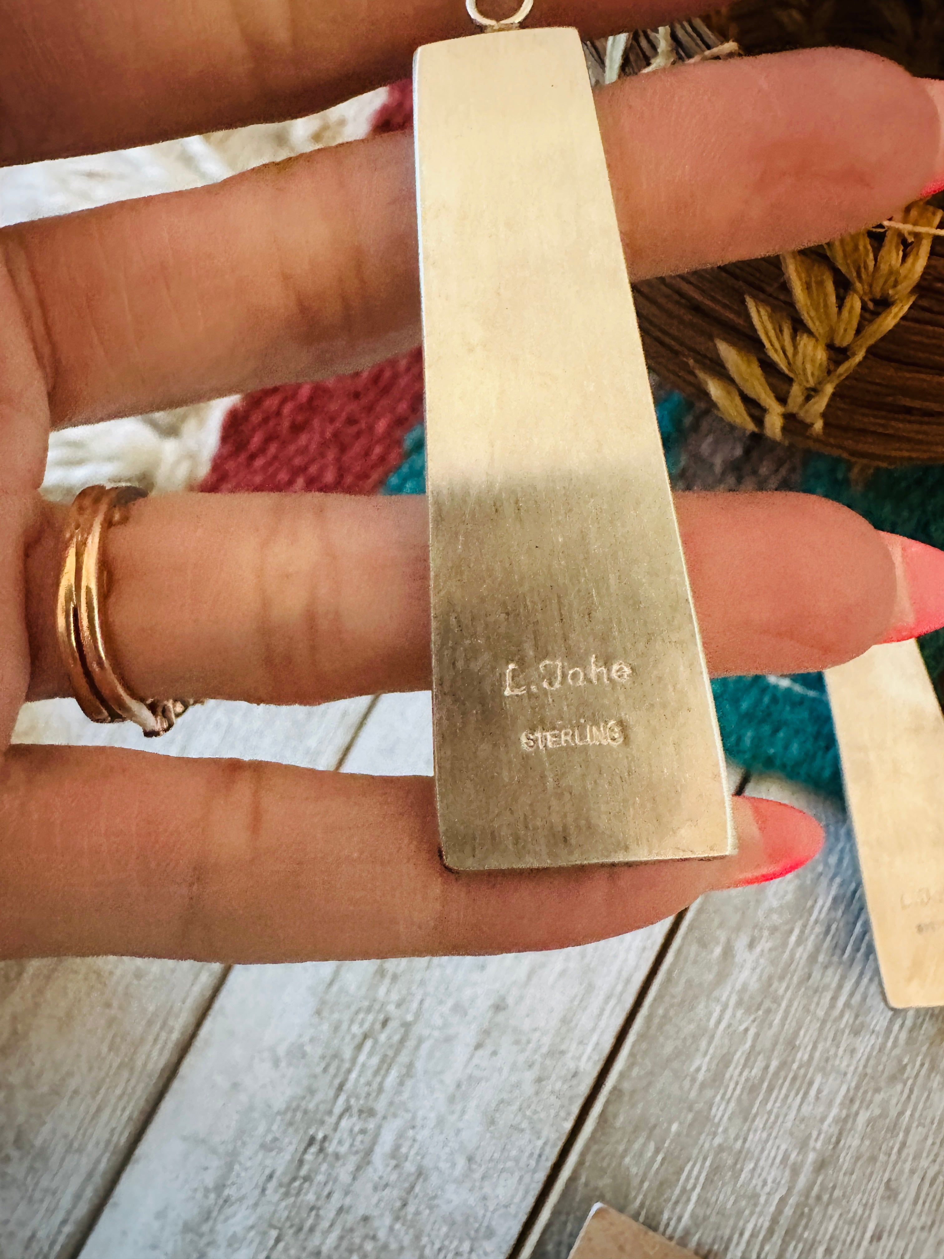 Handcrafted & Hand Stamped Leander Tahe Sterling Silver Dangle Earrings