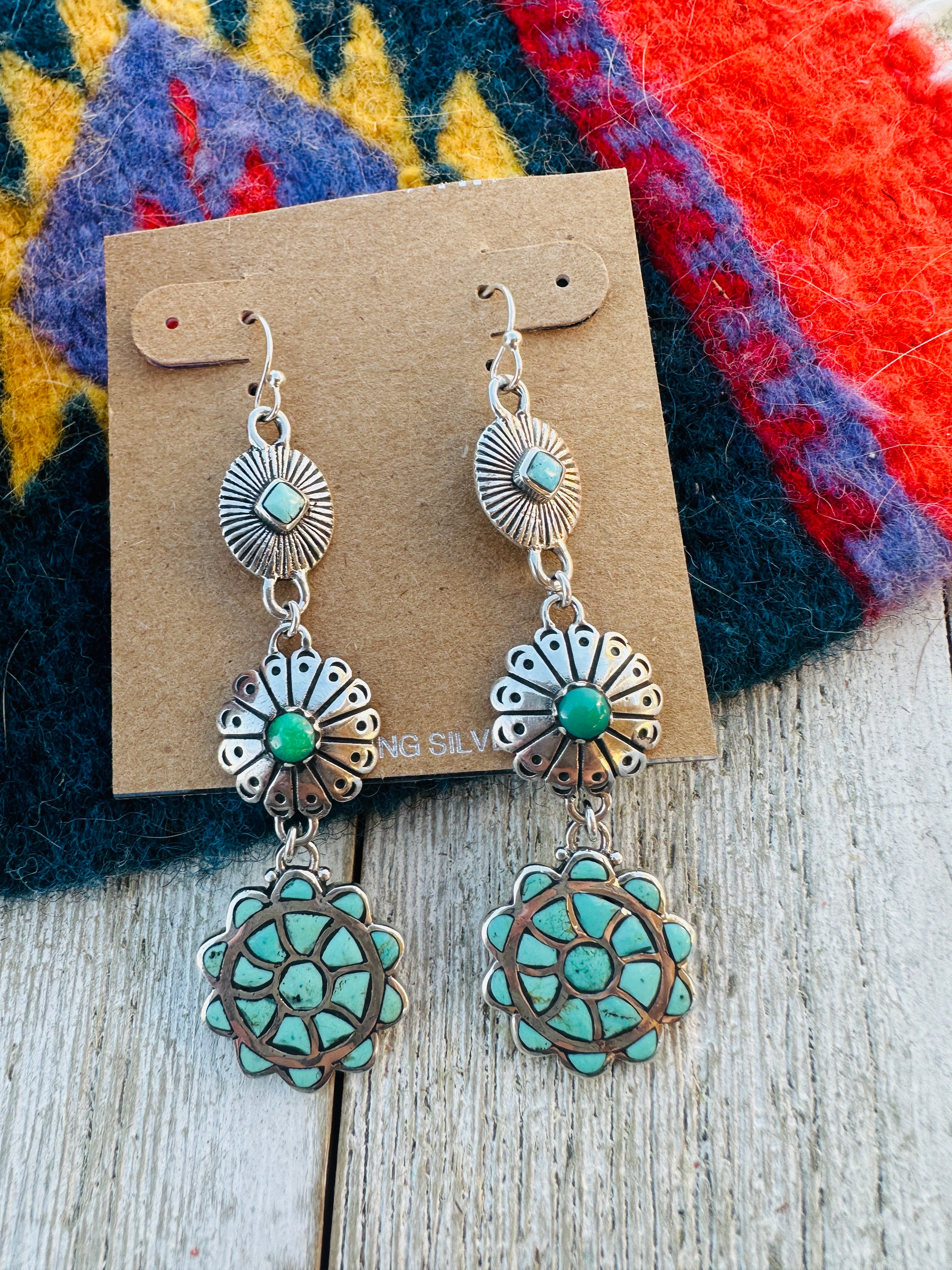 Handcrafted Turquoise & Sterling Silver Dangle Earrings