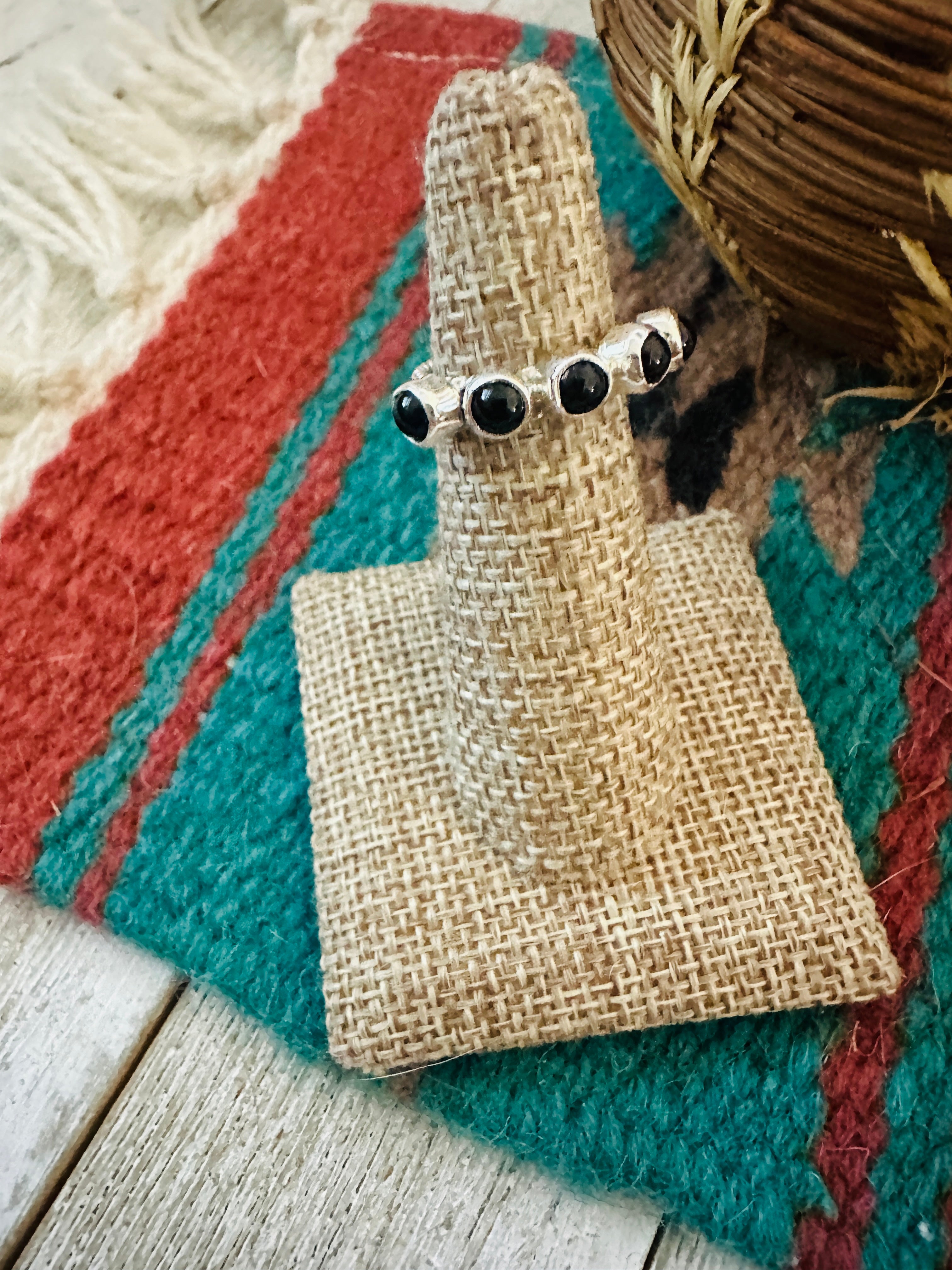 Navajo Onyx & Sterling Silver Band Ring Size 5